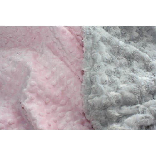 Lil Cub Hub 2BSPDSR-M Raccoon Minky Blanket - Pink Dot with Silver Rosebud Swirl - Image 5