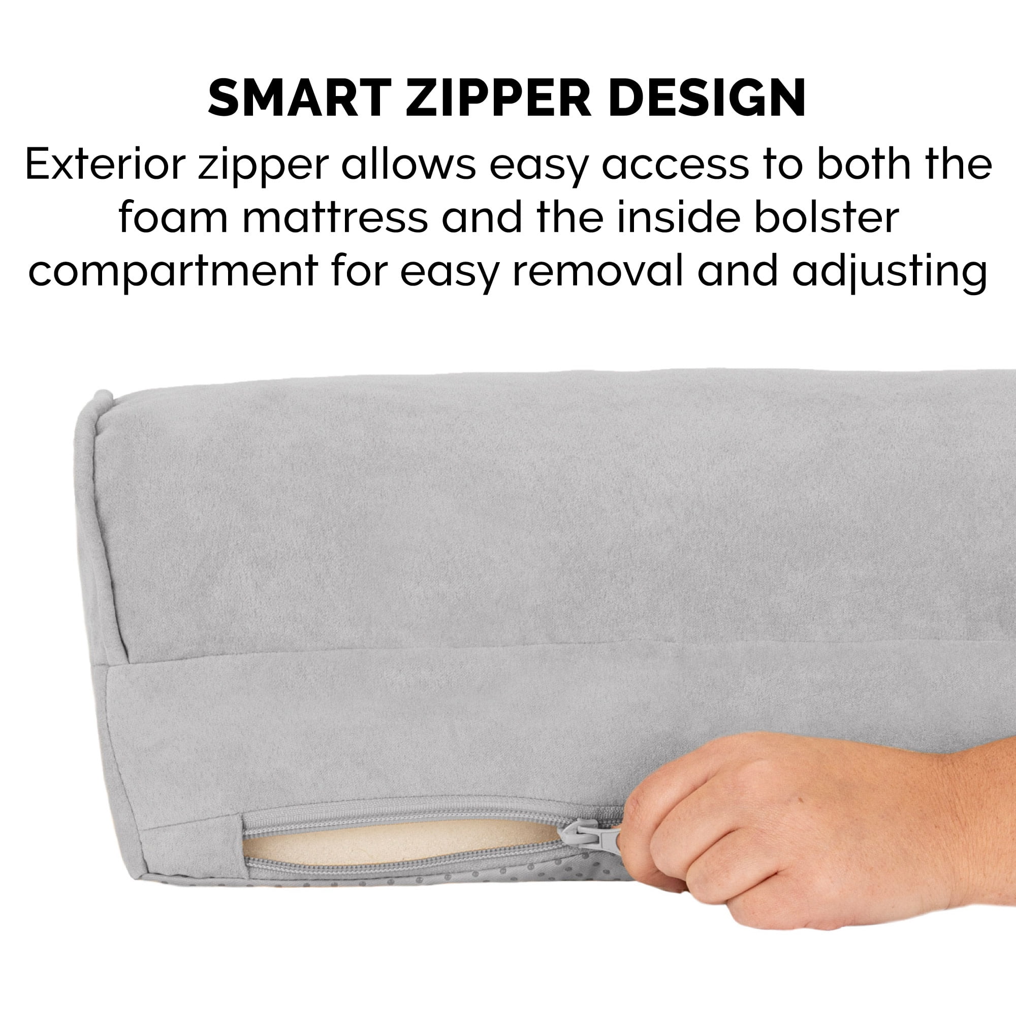 FurHaven Pet Products Jumbo Embossed Faux Fur & Suede Orthopedic Deluxe L-Chaise Dog Bed, Gray - Image 7