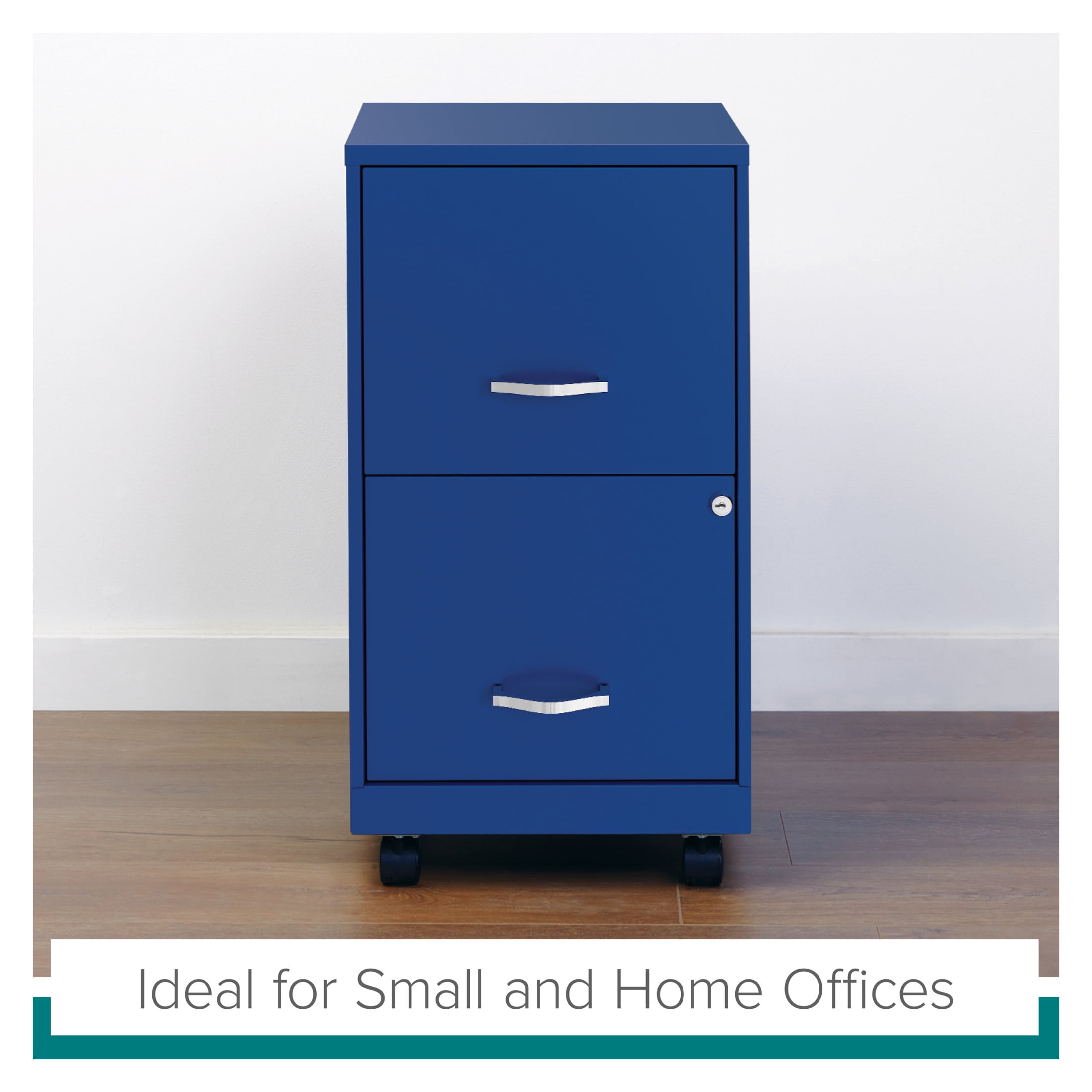 Space Solutions 18" Deep 2 Drawer Mobile Letter Width Vertical File Cabinet, Blue - Image 8