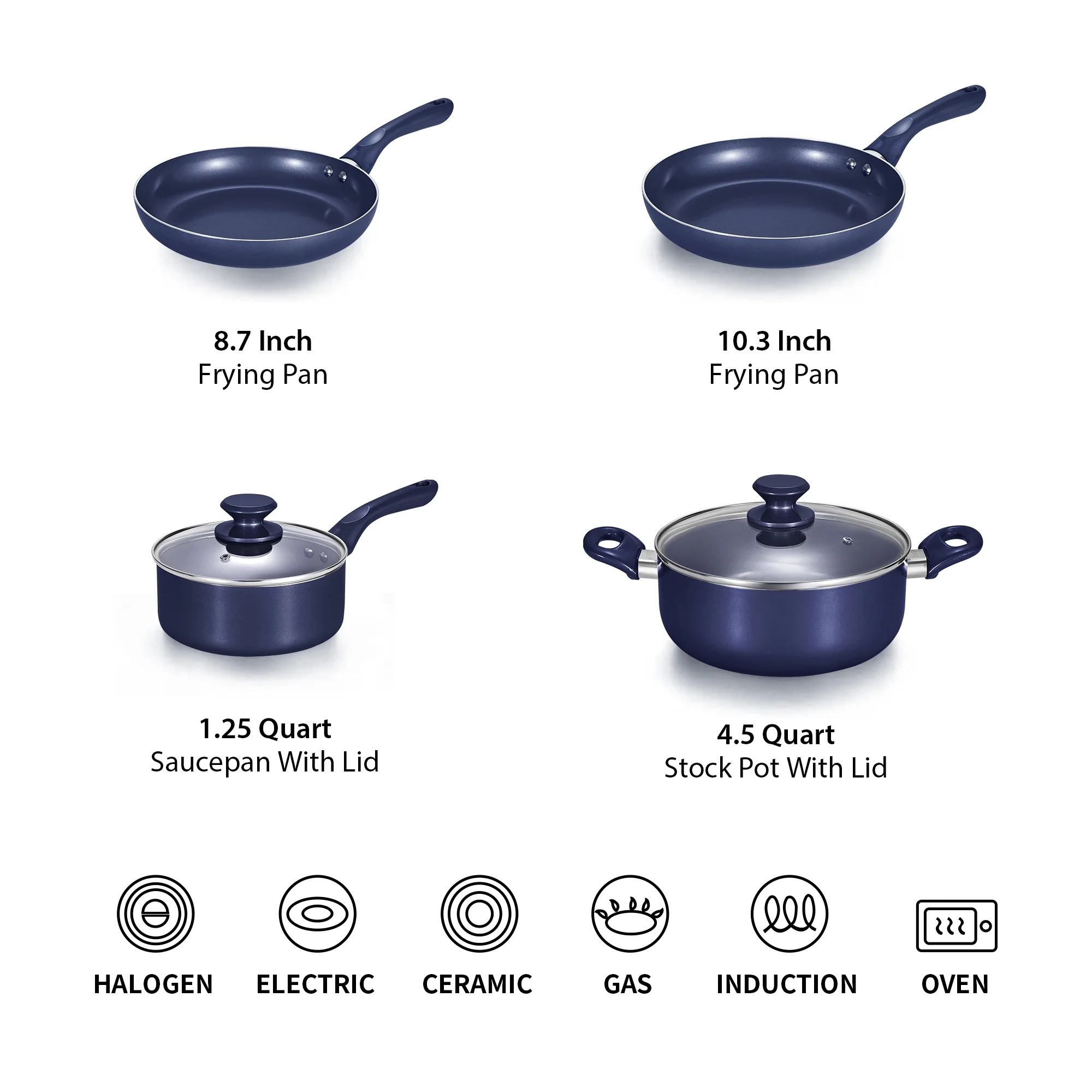 Scafild | 6-Piece Aluminum Nonstick Ceramic Cookware Set - Drill Blue - Image 8