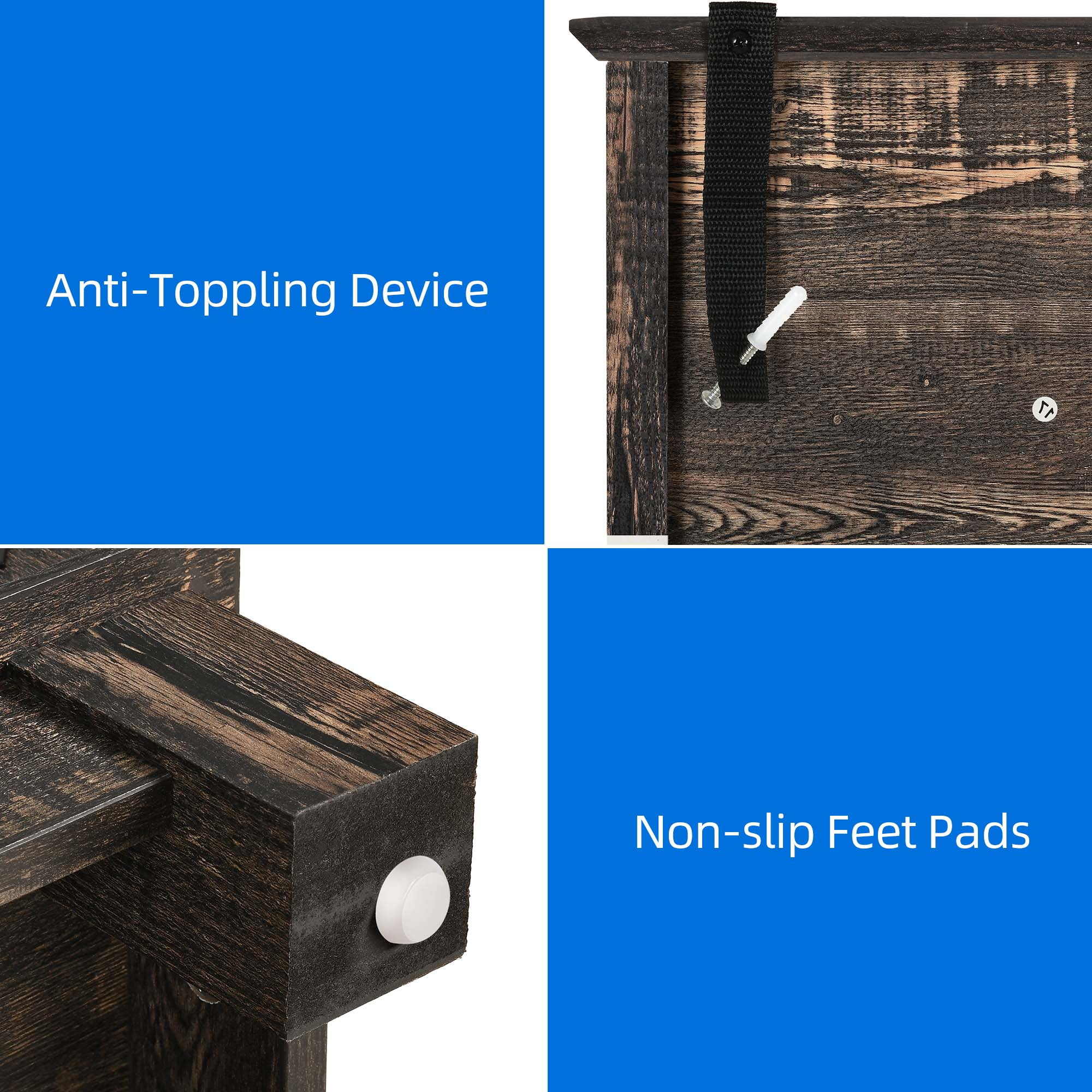 Dextrus Kitchen Pantry Cabinet with Doors and Drawer, Pantry Cabinet with Adjustable Shelves for Kitchen, Living Room, Dining Room, Dark Oak - Image 3