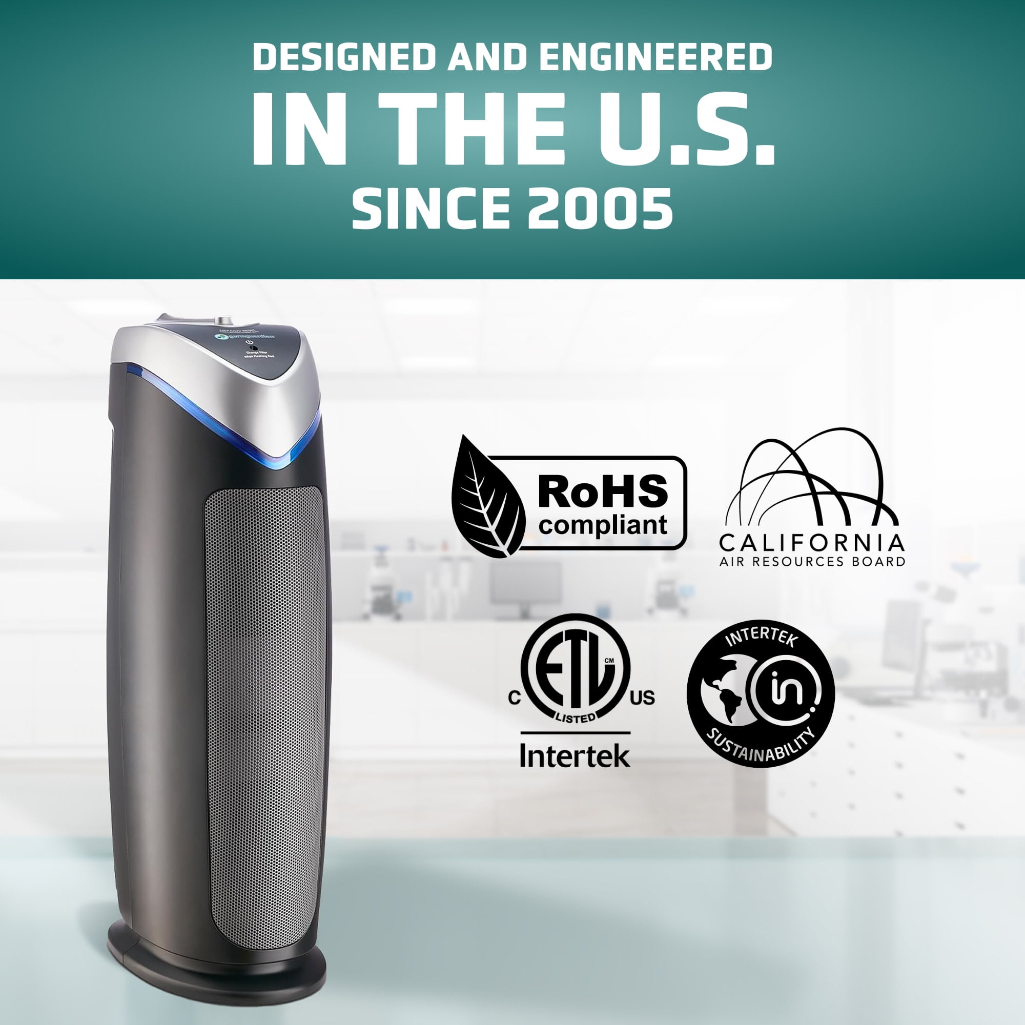 GermGuardian 743 Sq. ft. HEPA Air Purifier with UV-C Light, Gray, AC4825E - Image 4