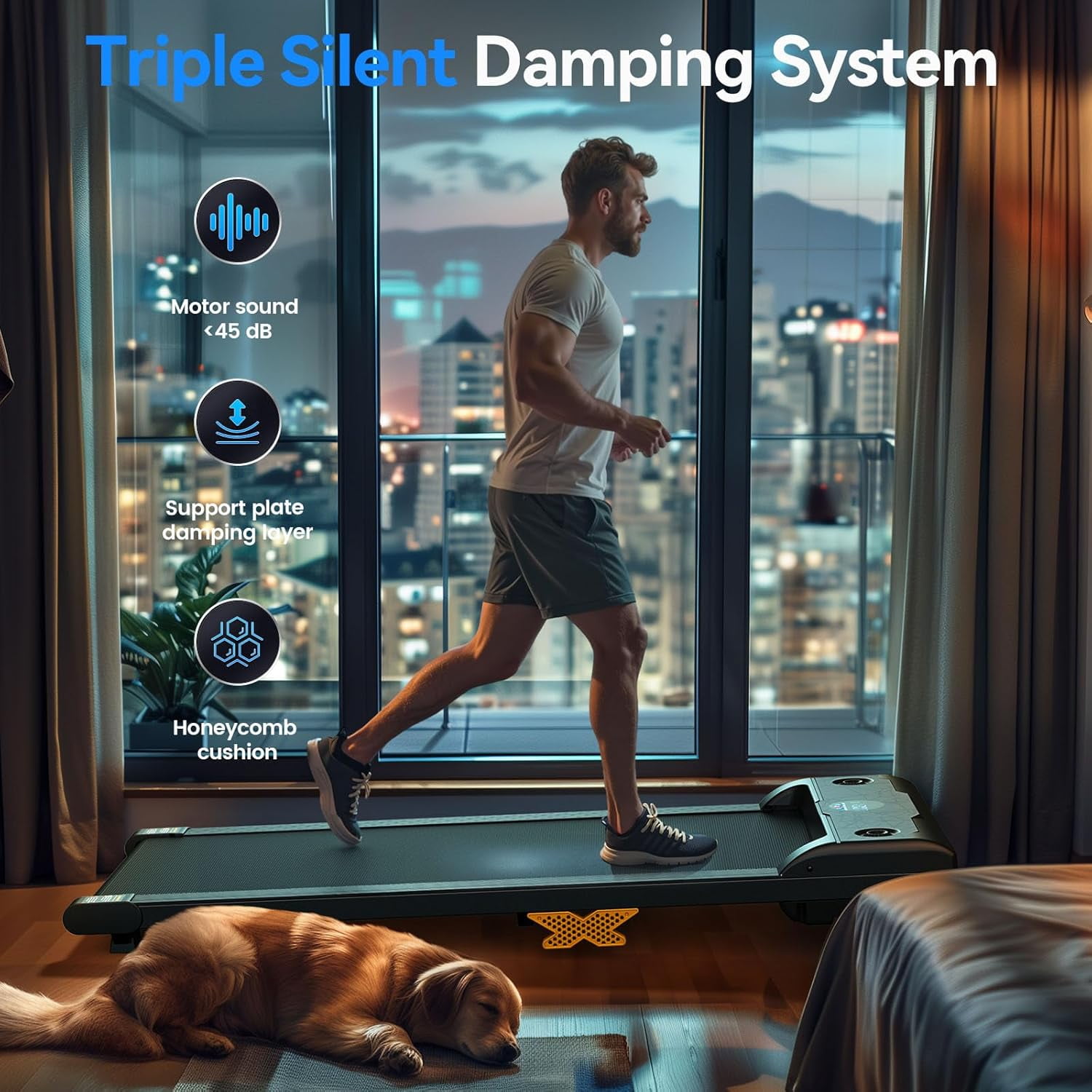 UPGO Under Desk Exercise Walking Pad Treadmill with Incline Portable Treadmill with Remote Control, LED Display, Safety Switch, Unisex - Image 7