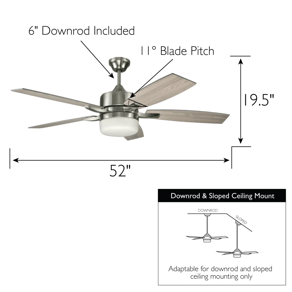 Design House Grayson LED Ceiling Fan in Brushed Nickel, 52-Inch - Image 4