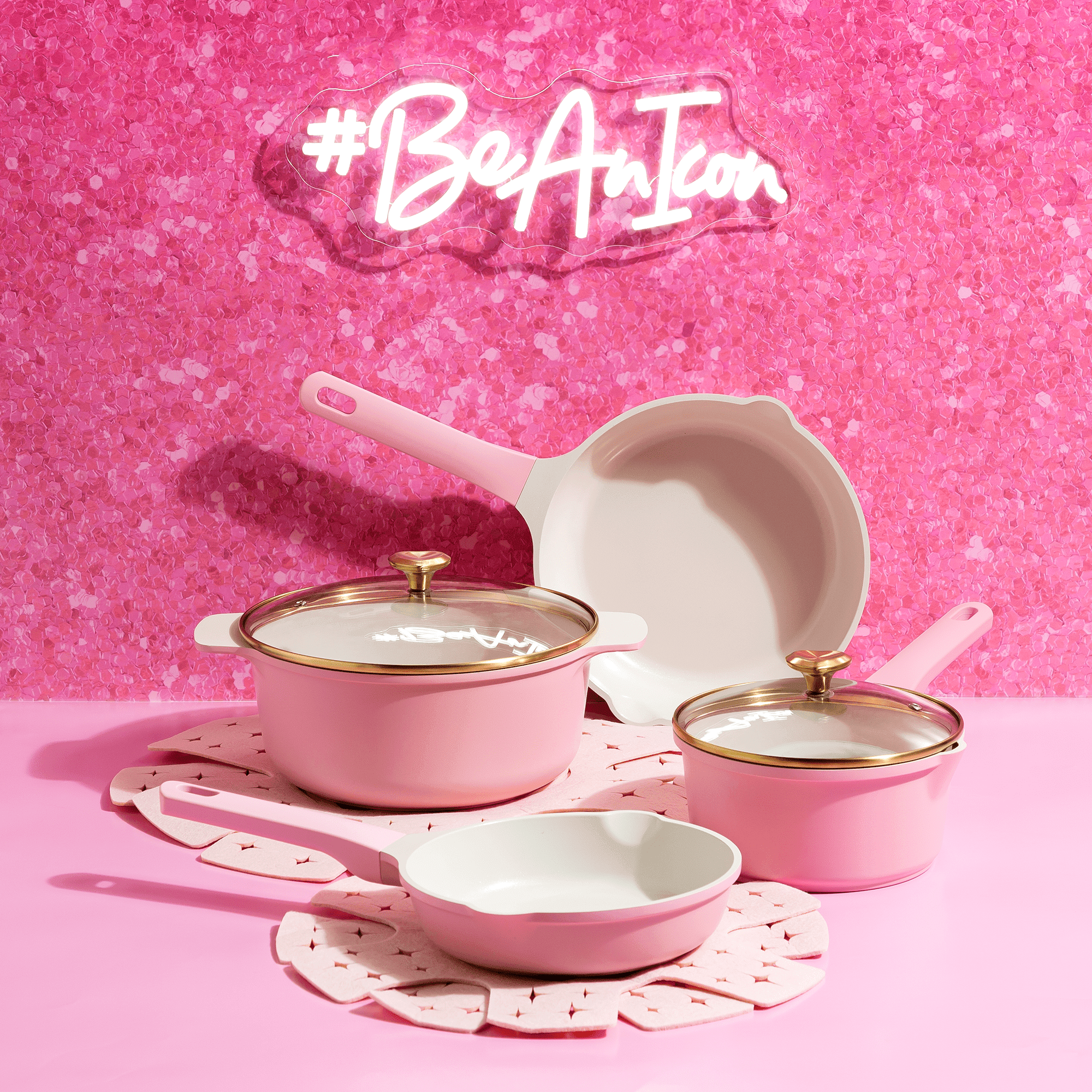 Paris Hilton 10-Piece Clean Ceramic Nonstick Cooking Pots and Pans with Lids Cookware Set with Heart Shaped Lid Knobs, Pink - Image 7