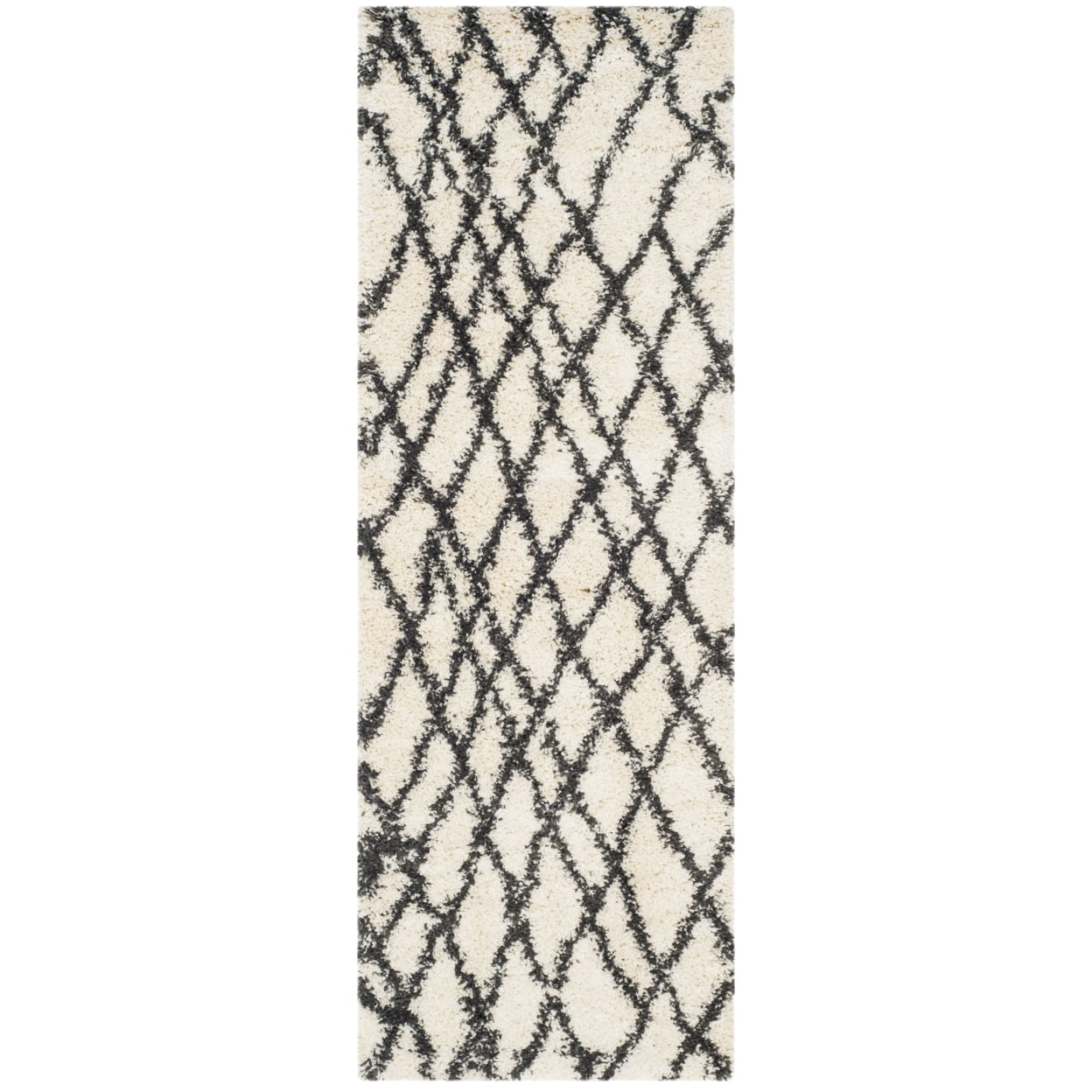 SAFAVIEH Belize Katriona Abstract Plush Shag Area Rug, Ivory/Charcoal, 3' x 5' - Image 8