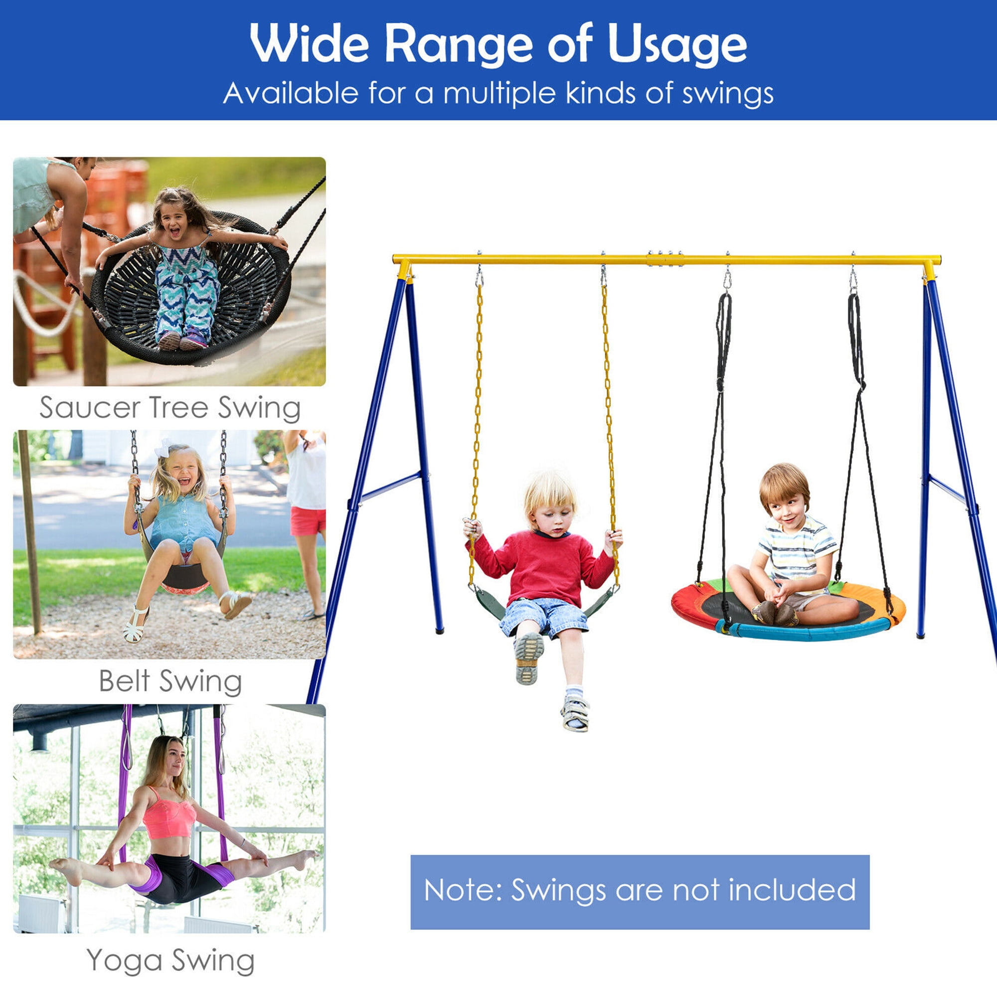 Gymax 660 LBS Heavy-Duty Metal Swing Frame Extra Large Swing Stand for Kids and Adults - Image 9