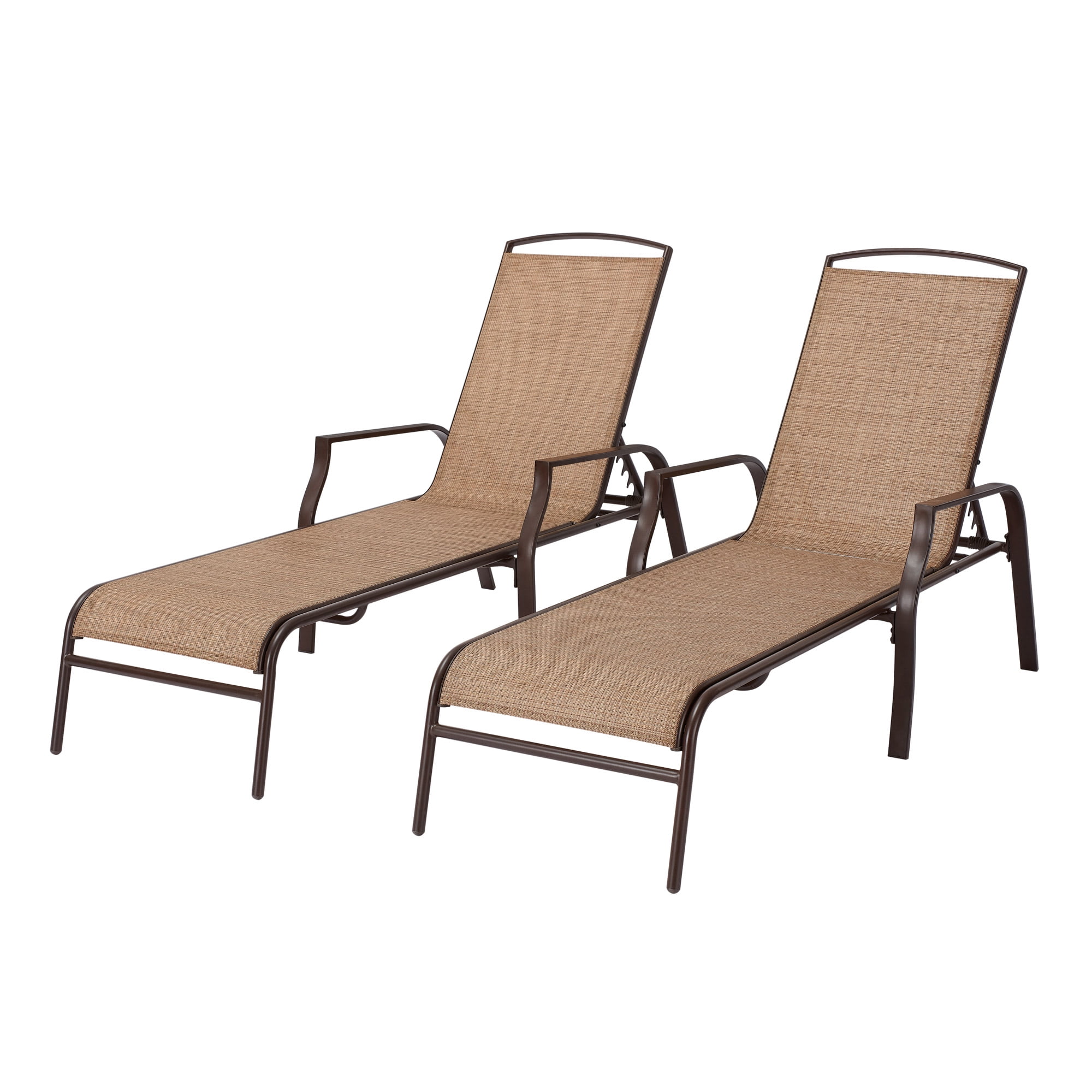 Mainstays Sand Dune Reclining Steel Outdoor Chaise Lounge - Set of 2, Tan - Image 7