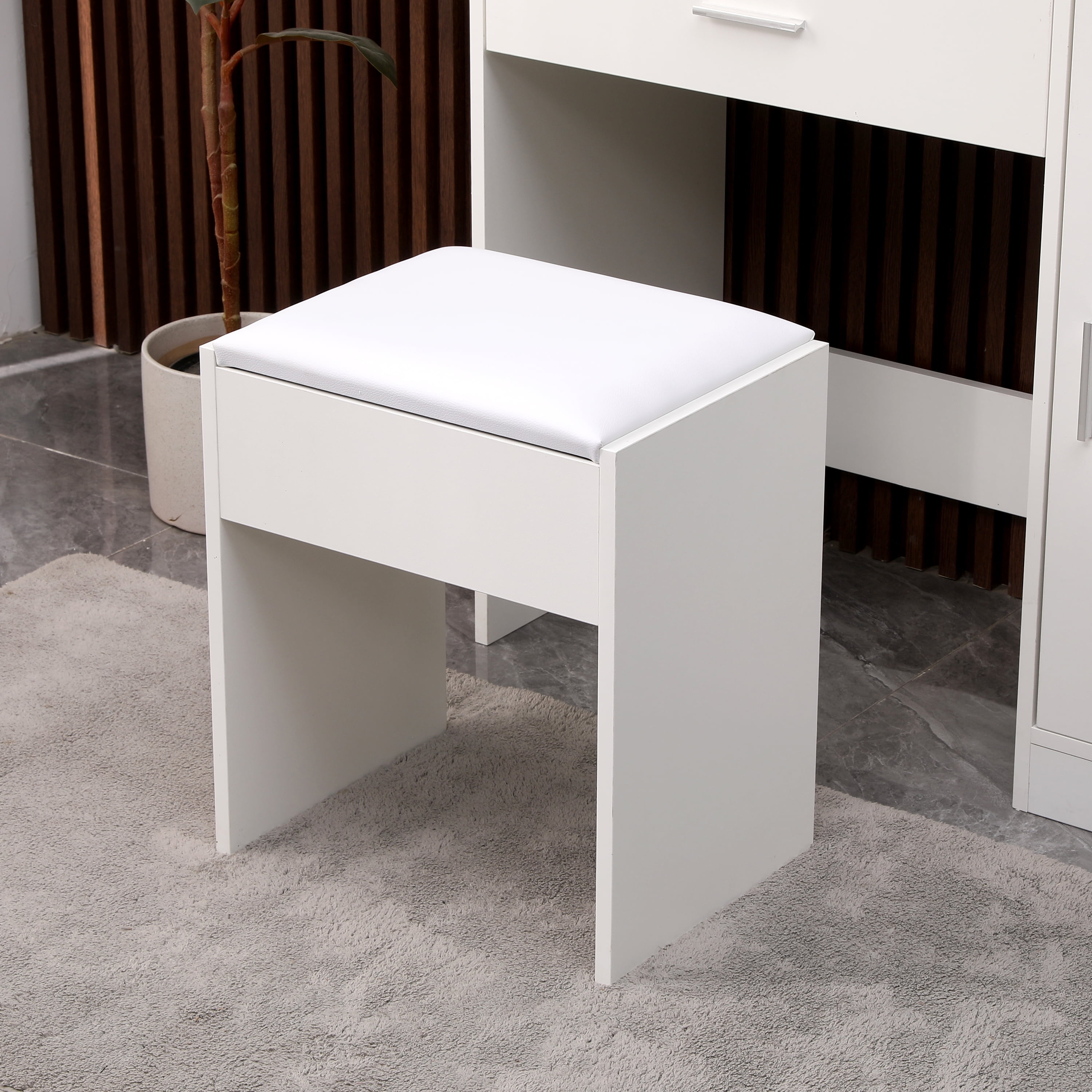 SUGIFT Makeup Vanity with Mirror Modern Bedroom Makeup Table Set Vanity Desk (White) - Image 3