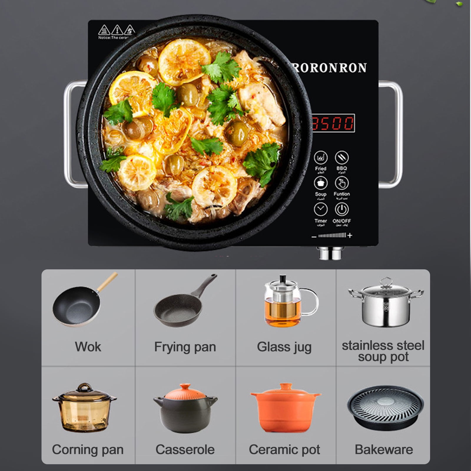 Wobythan 3500W Electric Hot Plate Ceramic Stove Infrared Induction Cooker Home Cooktop Cooking Furnace US 110V - Image 2