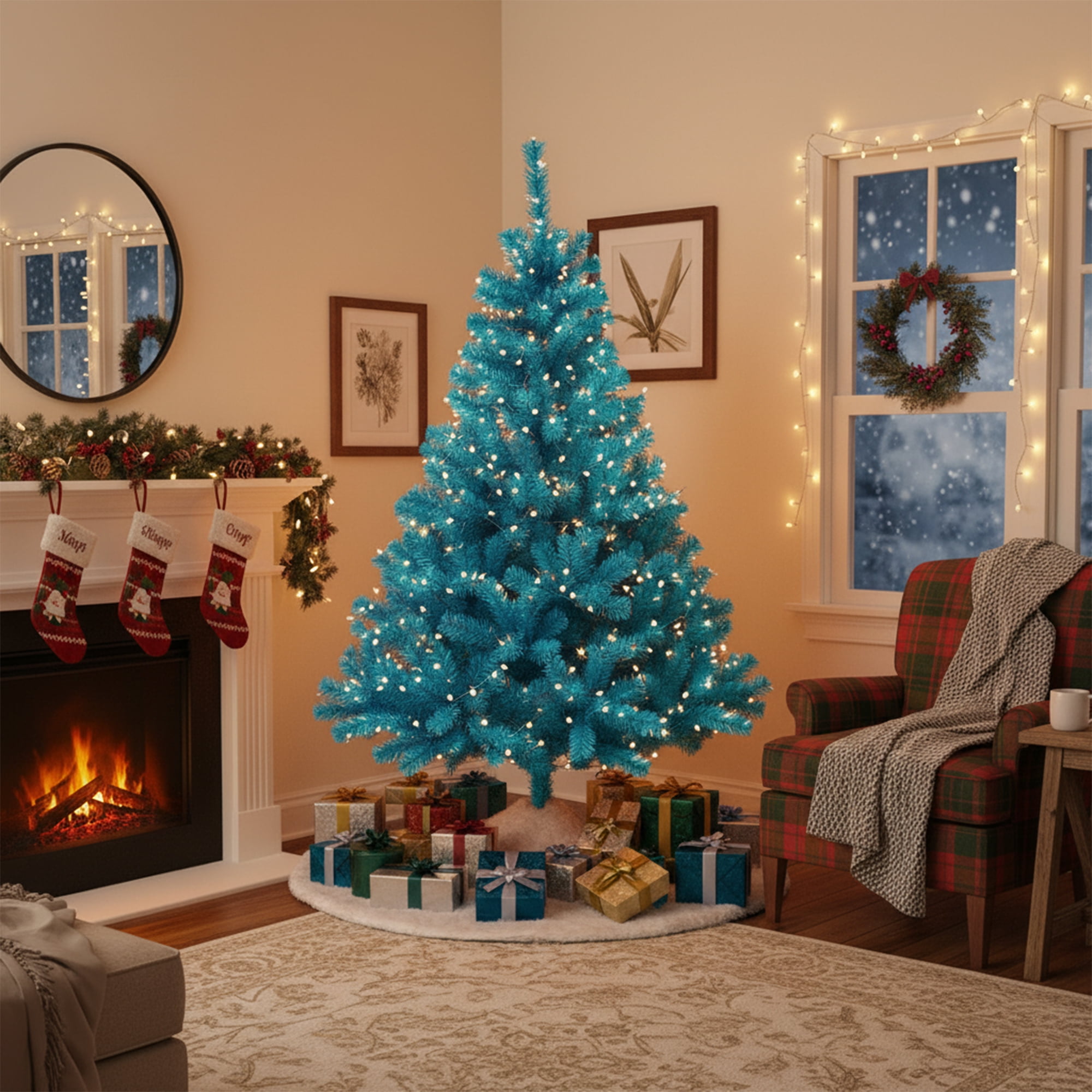 Northlight 6' Cerulean Blue Pine Artificial Christmas Tree, Unlit - Image 3