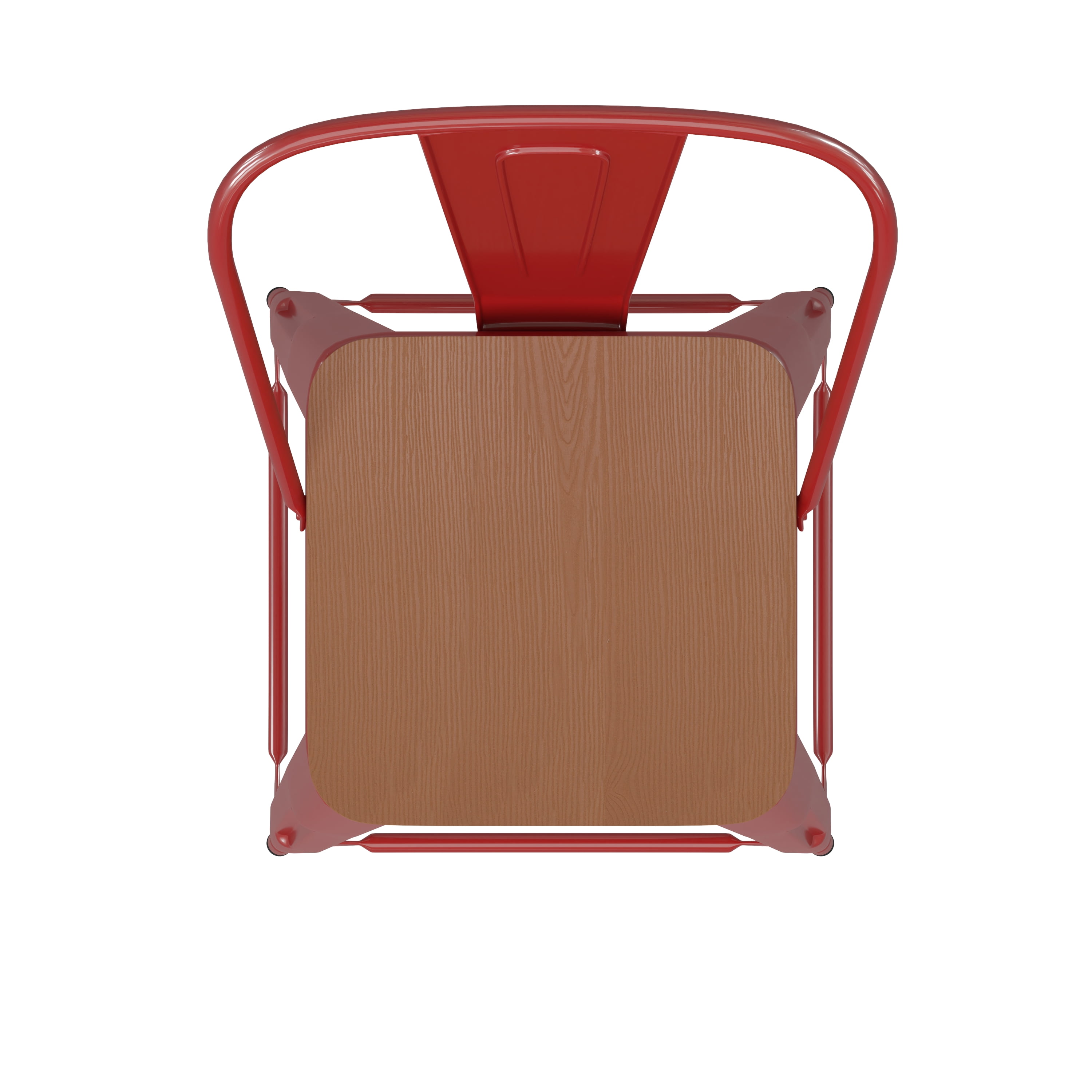 24" Red Stool-Teak Seat - Image 6