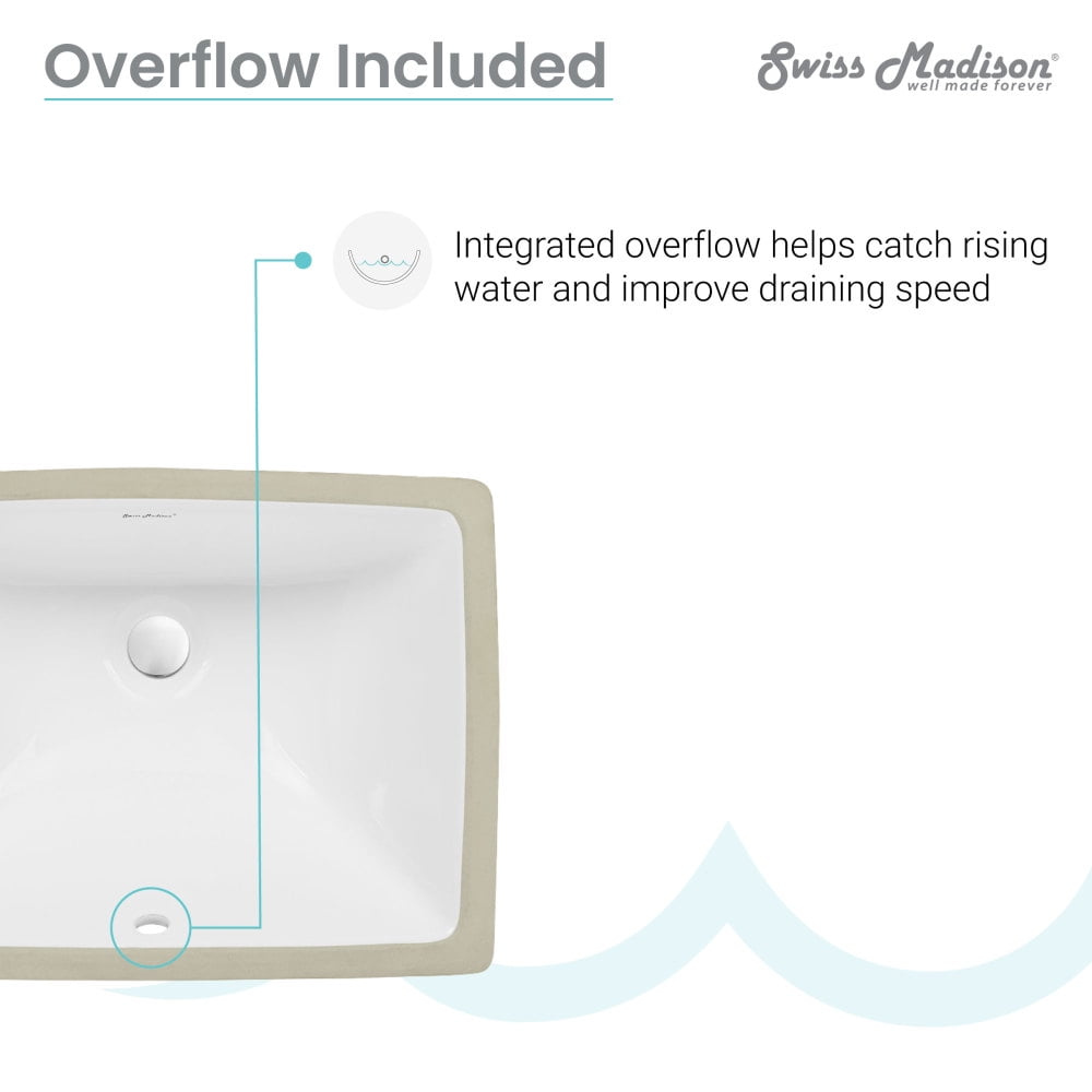 Plaisir 18.5 Rectangular Under-Mount Bathroom Sink - Image 3