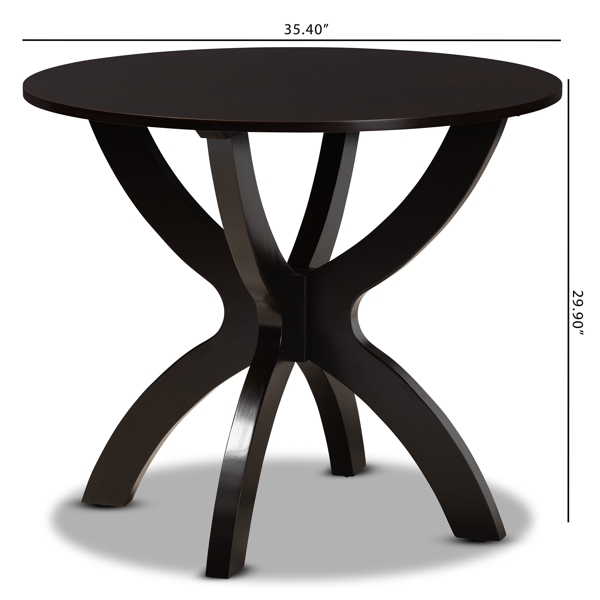 Baxton Studio Tilde Modern and Contemporary Dark Brown Finished 35-Inch-Wide Round Wood Dining Table - Image 7
