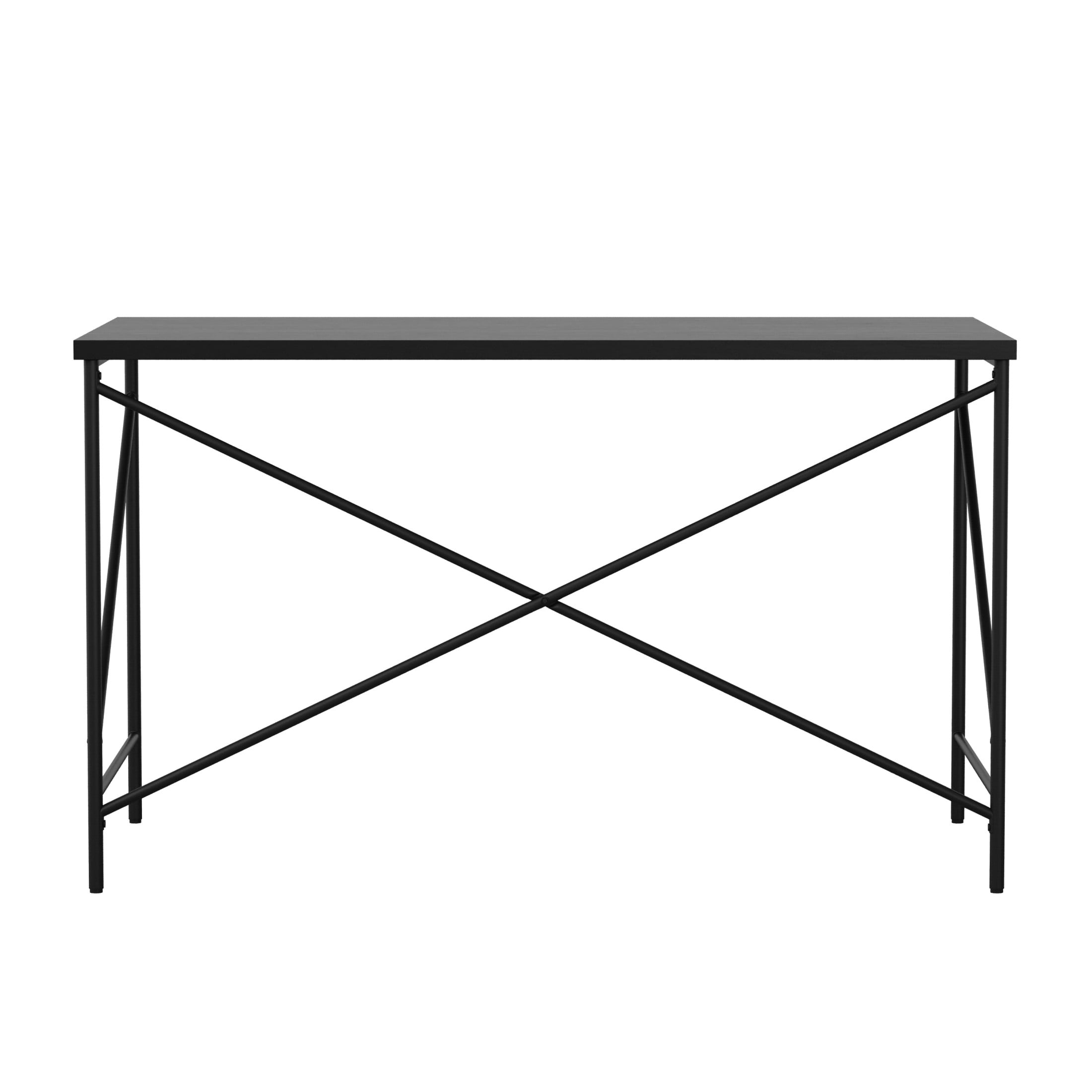 Martha Stewart Maddox Home Office Parsons Desk in Black Wood Grain with Oil Rubbed Bronze Metal X-Frame - Image 6