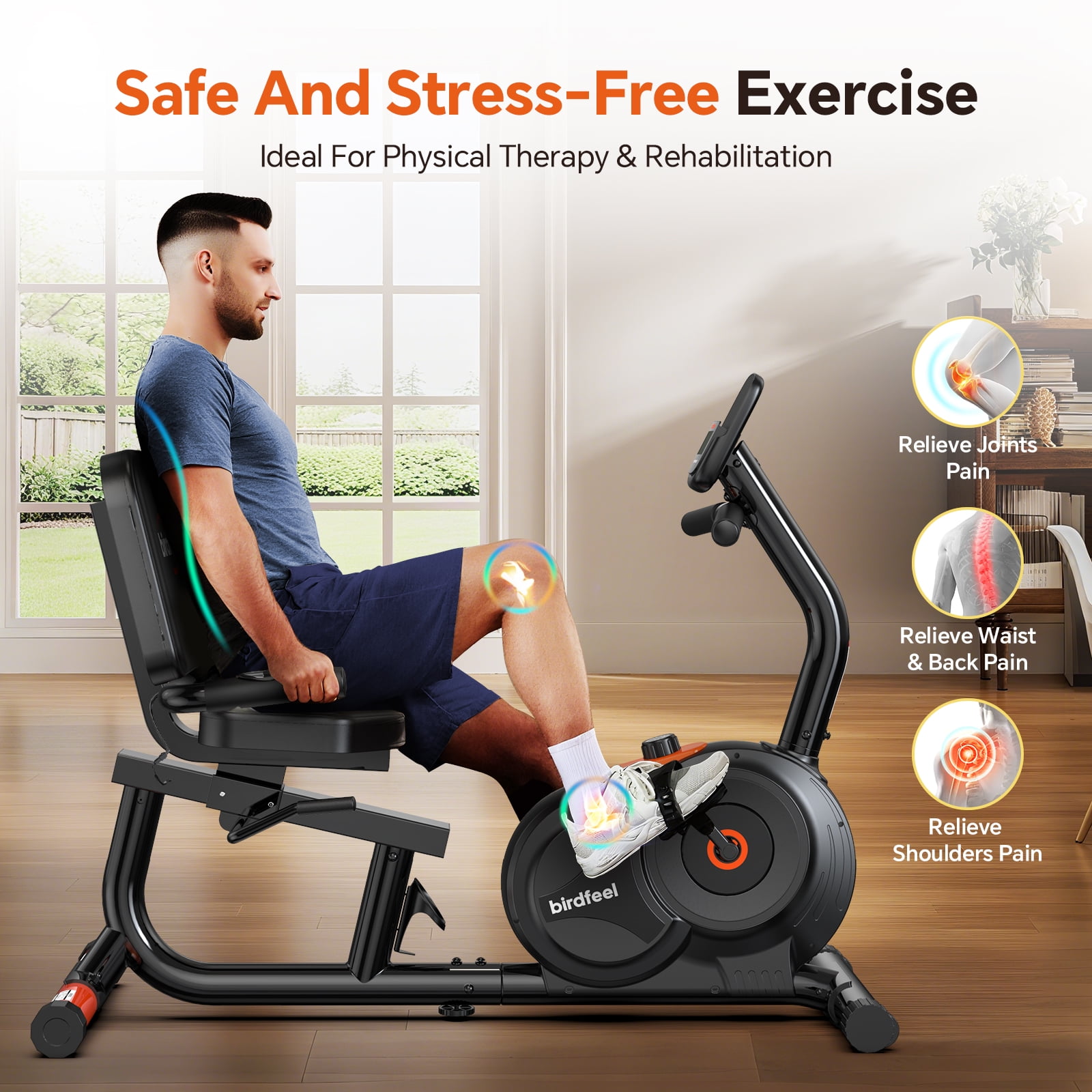 HASIMAN Recumbent Exercise Bike Magnetic Stationary Cycling Bicycle Indoor Workout Bikes with Large Caption Display & Adjustable Resistance for Home Seniors Adults Max Weight 350LBS - Image 2