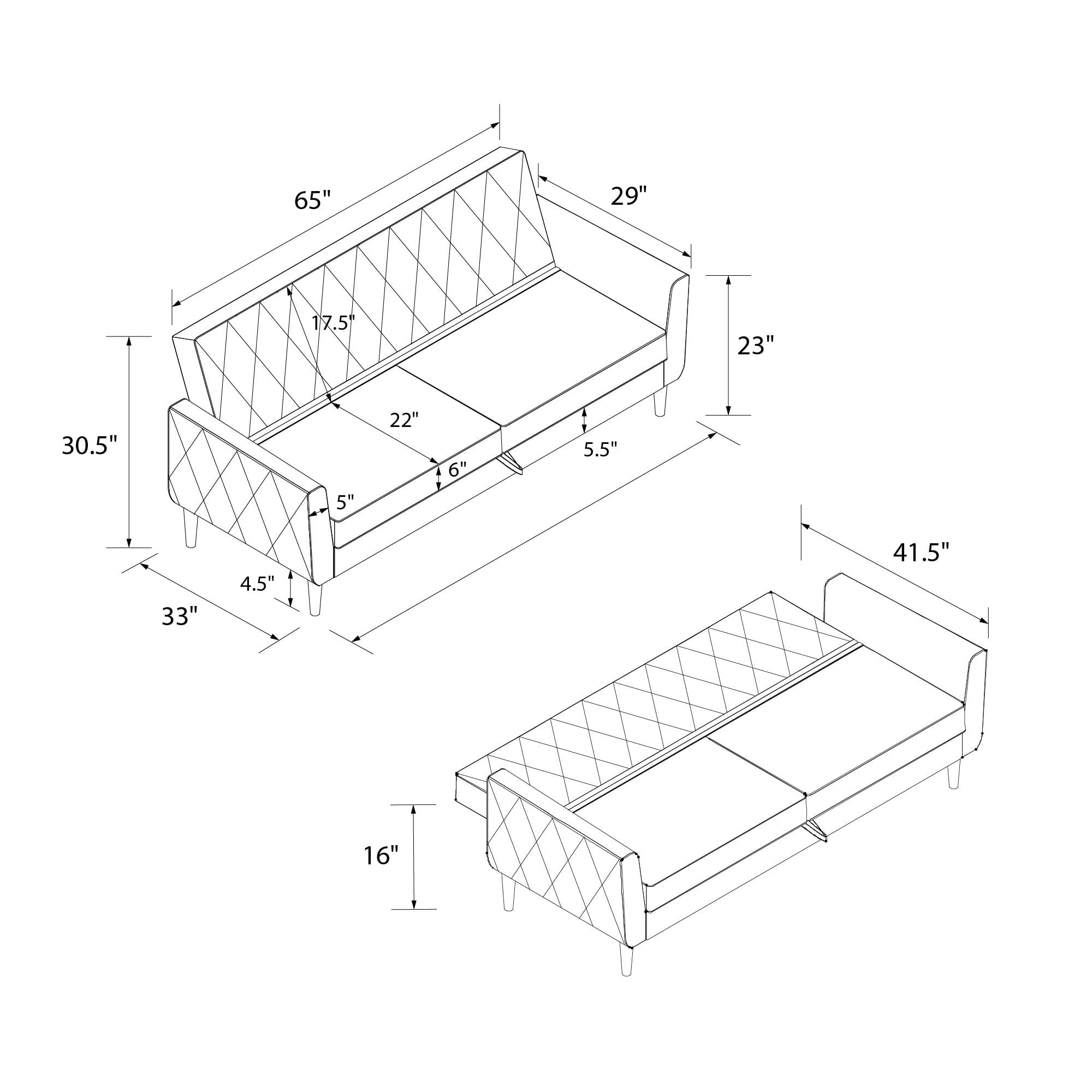 CosmoLiving Liberty Futon with Storage, Blush Velvet - Image 24
