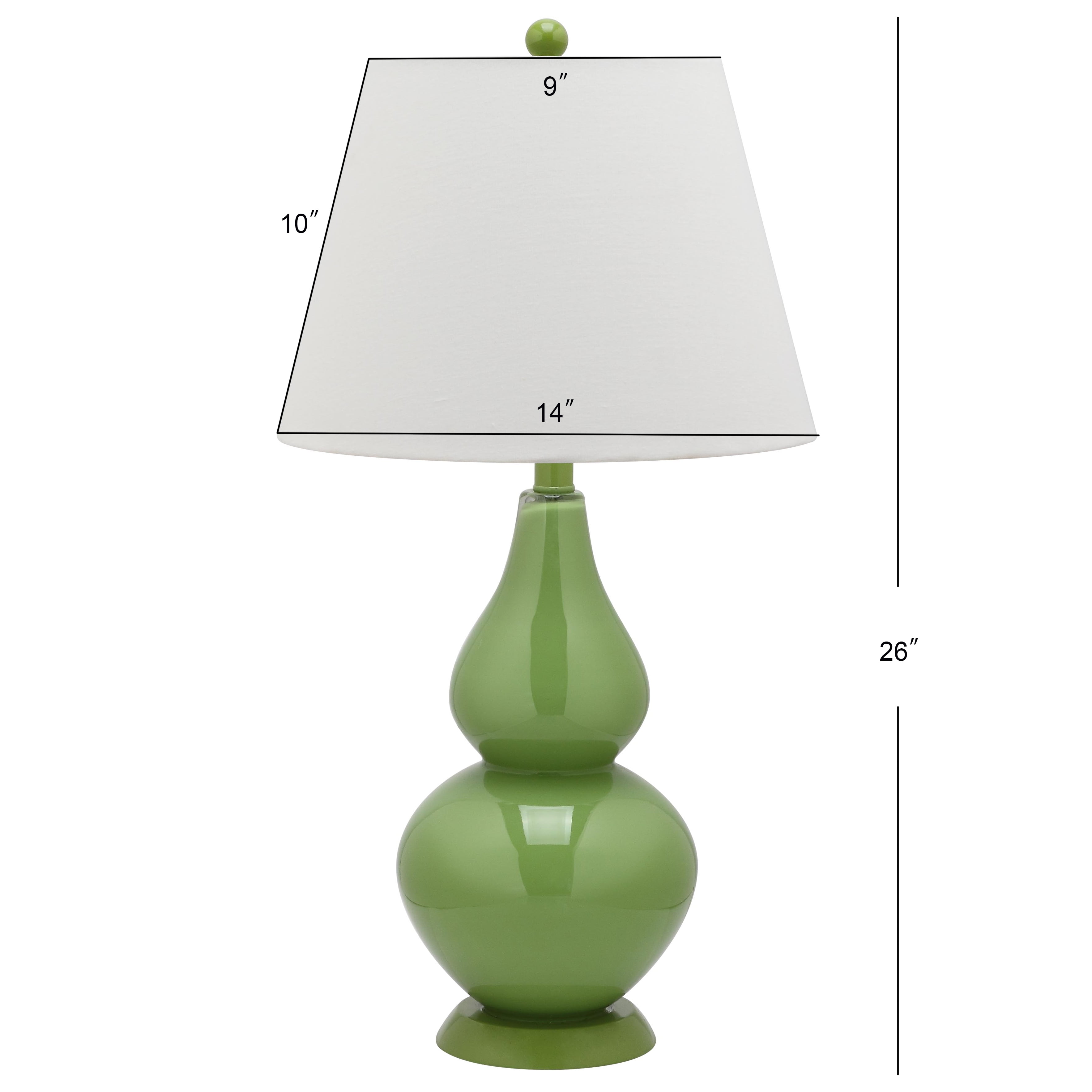SAFAVIEH Cybil 26 in. Green Glass Table Lamp with Off-White Cotton Shade, Set of 2 - Image 3