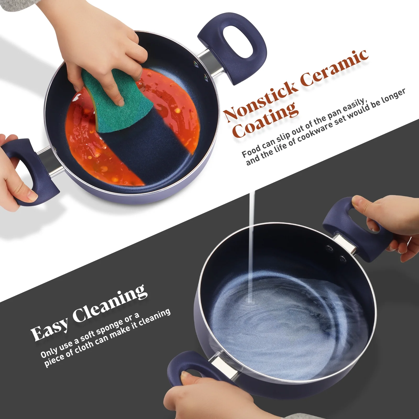 Scafild | 6-Piece Aluminum Nonstick Ceramic Cookware Set - Drill Blue - Image 10