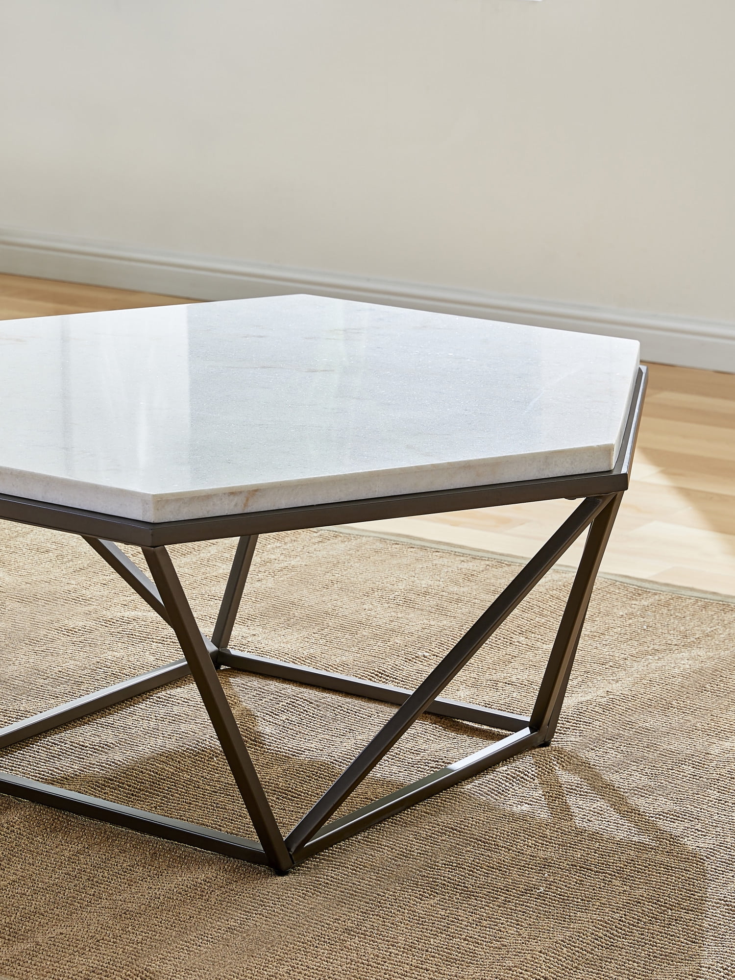 Steve Silver Corvus White Marble Top Coffee Table - Image 4