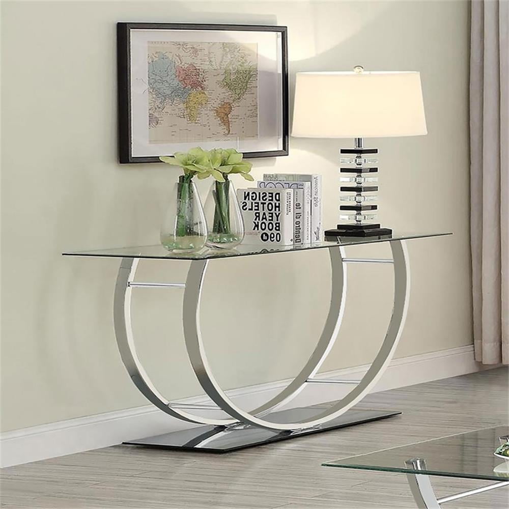 Danville U-shaped Glass Top Entryway Console Table Chrome - Image 4