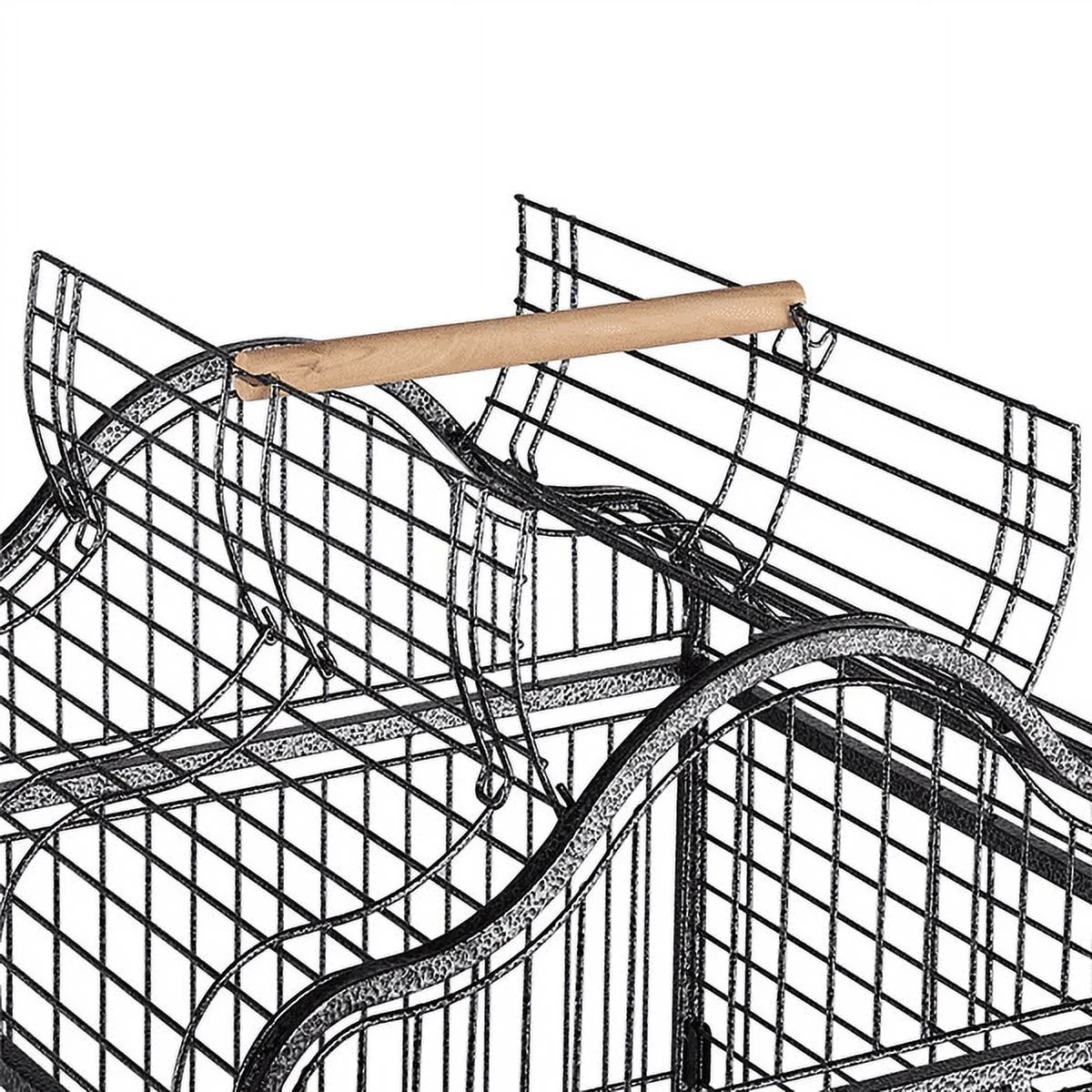 Renwick 63'' H Open Playtop Rolling Metal Bird Cage with Stand, Black - Image 4