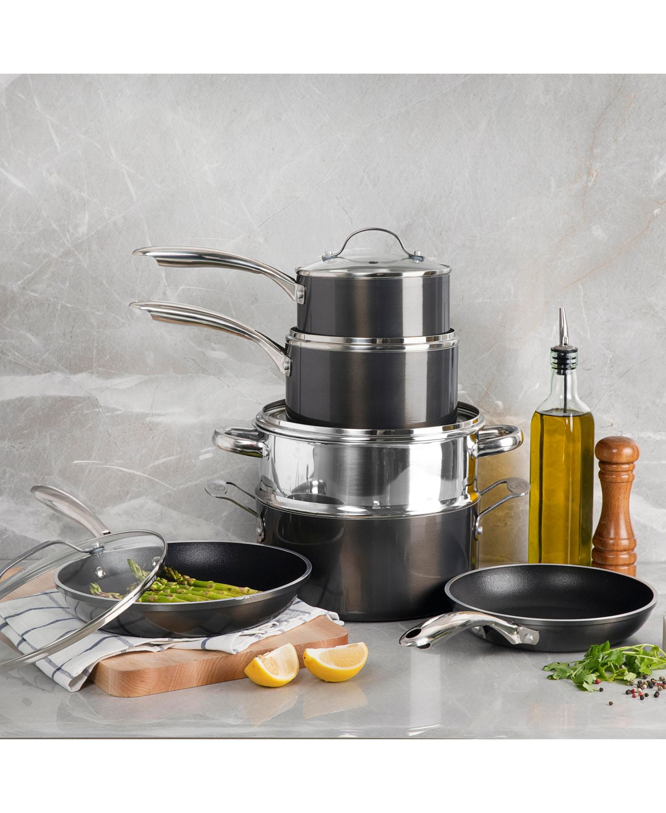 Gotham Steel Platinum 10-Pc. Cast Textured Nonstick Cookware Set - Image 3