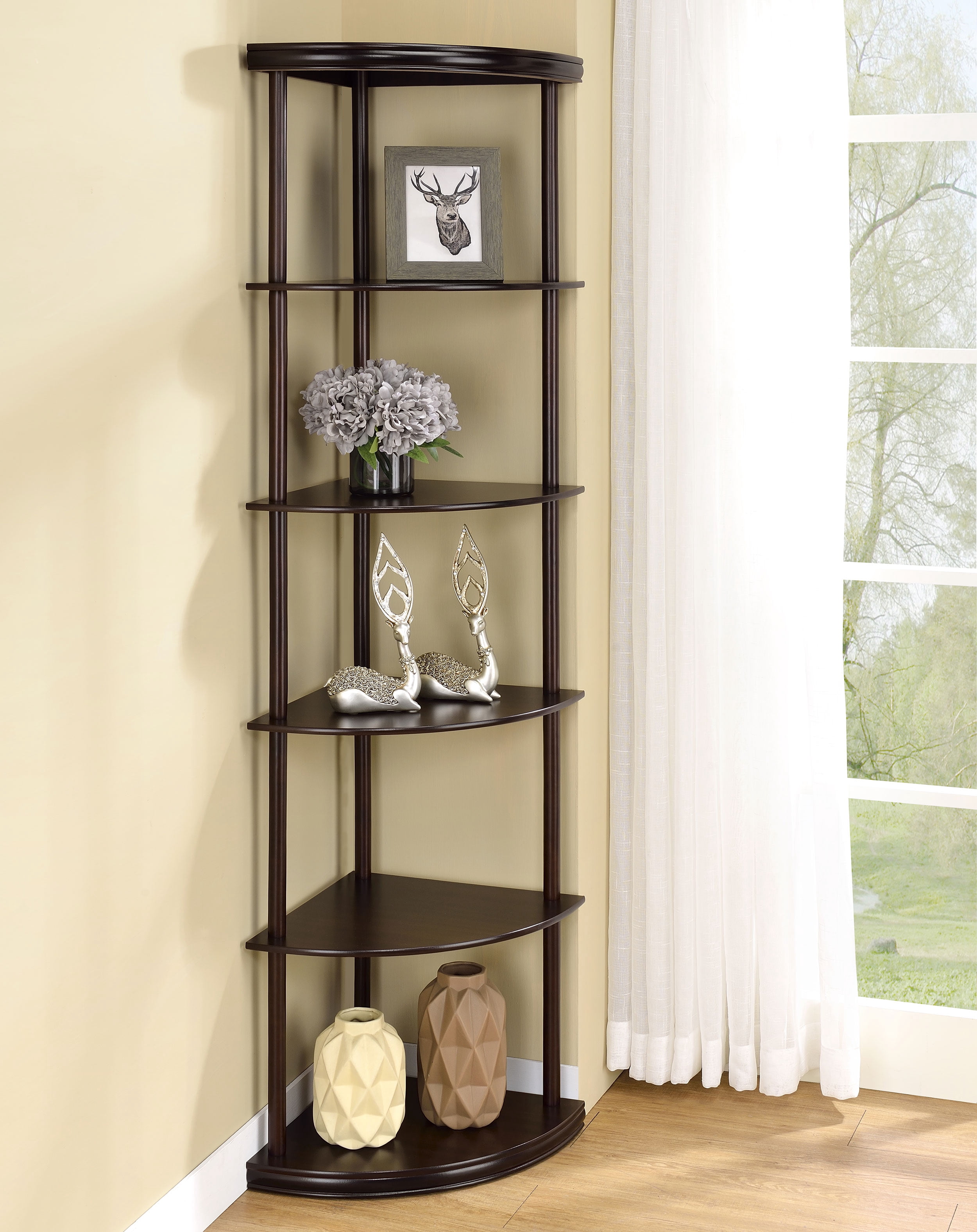 Bonwick 72-inch 5-shelf Corner Bookshelf Cappuccino - Image 8