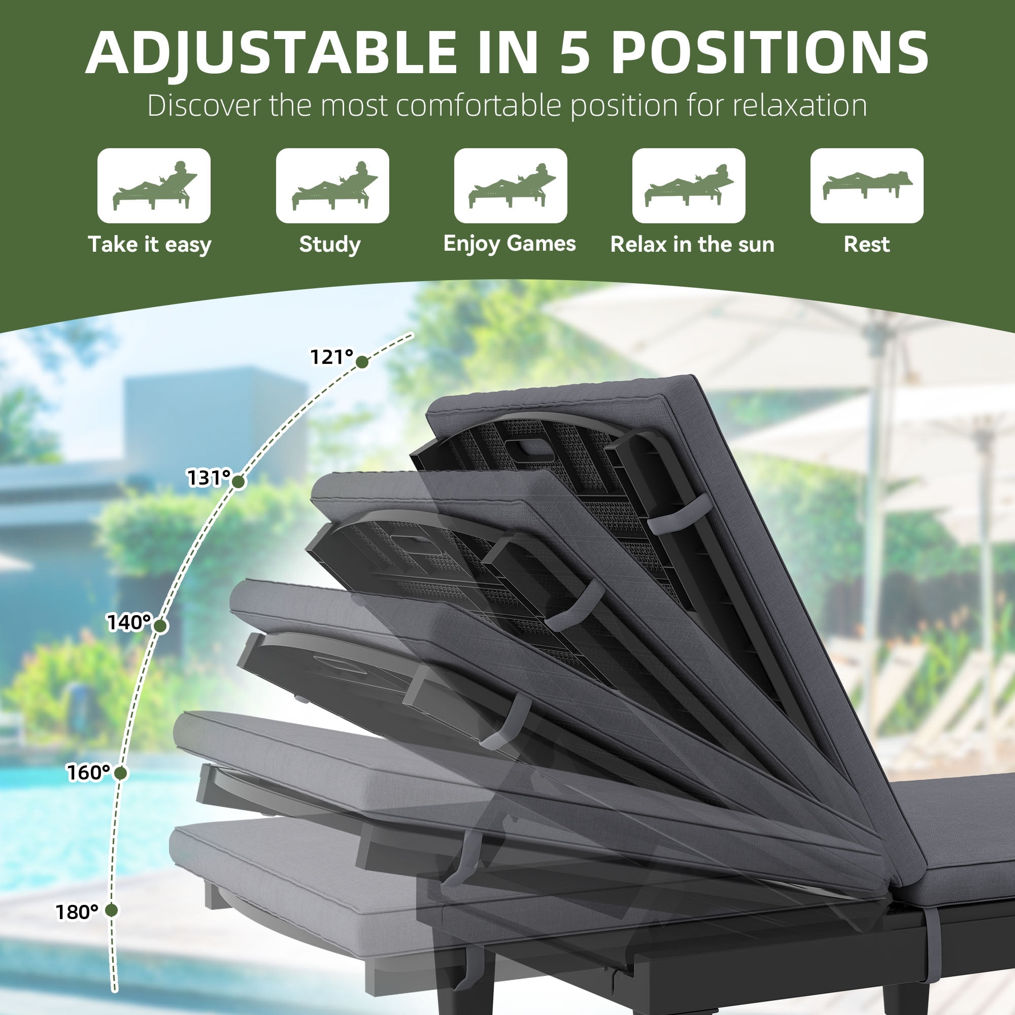 Dextrus Black Outdoor Wicker Loveseat, Double Seater with 3CM Gray Cushion, Polypropylene Resin, Faux Wood Grain - Image 7