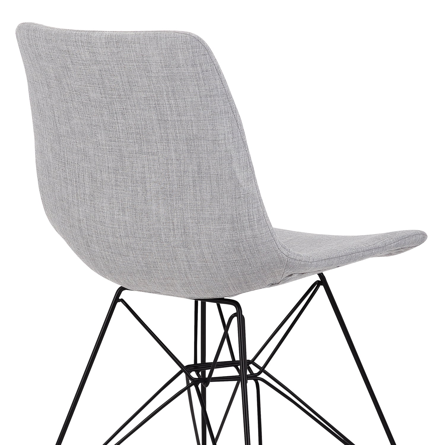Armen Living Palmetto Contemporary Dining Chair in Grey Fabric with Black Metal Legs - Image 7
