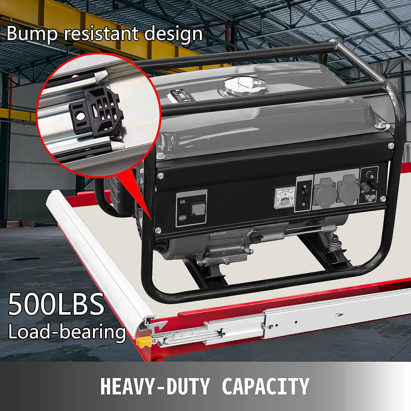 VEVOR 48" Heavy Duty Drawer Slides, Locking Drawer Slides 500 LBS Load Capacity Long Full Extension Drawer Slide 1 pair Side Mount Ball Bearing Drawer Glides Push to Open Drawer Runners Rail - Image 7