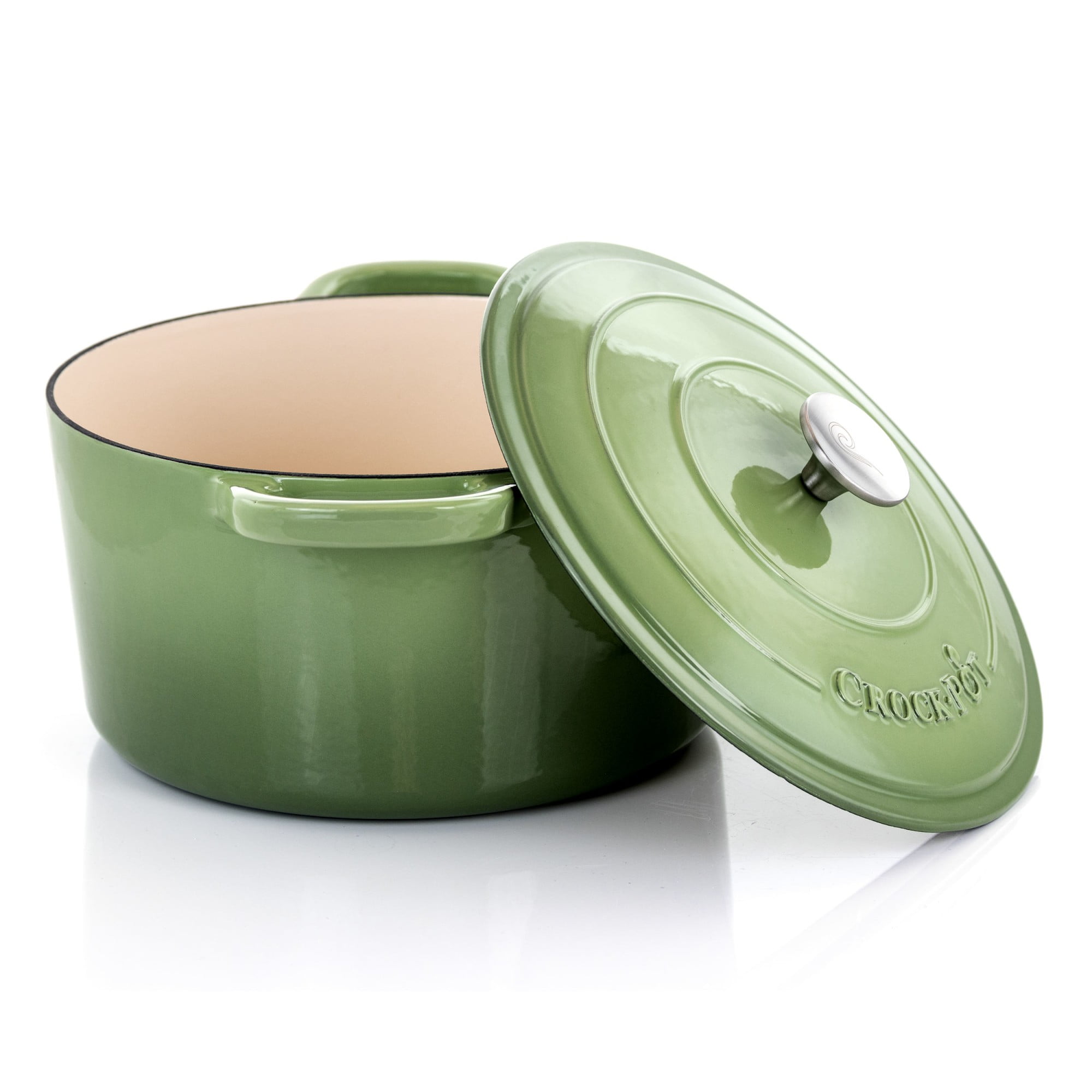 Crock-Pot Artisan 2 Piece 7 Quarts Enameled Cast Iron Dutch Oven in Pistachio Green - Image 8