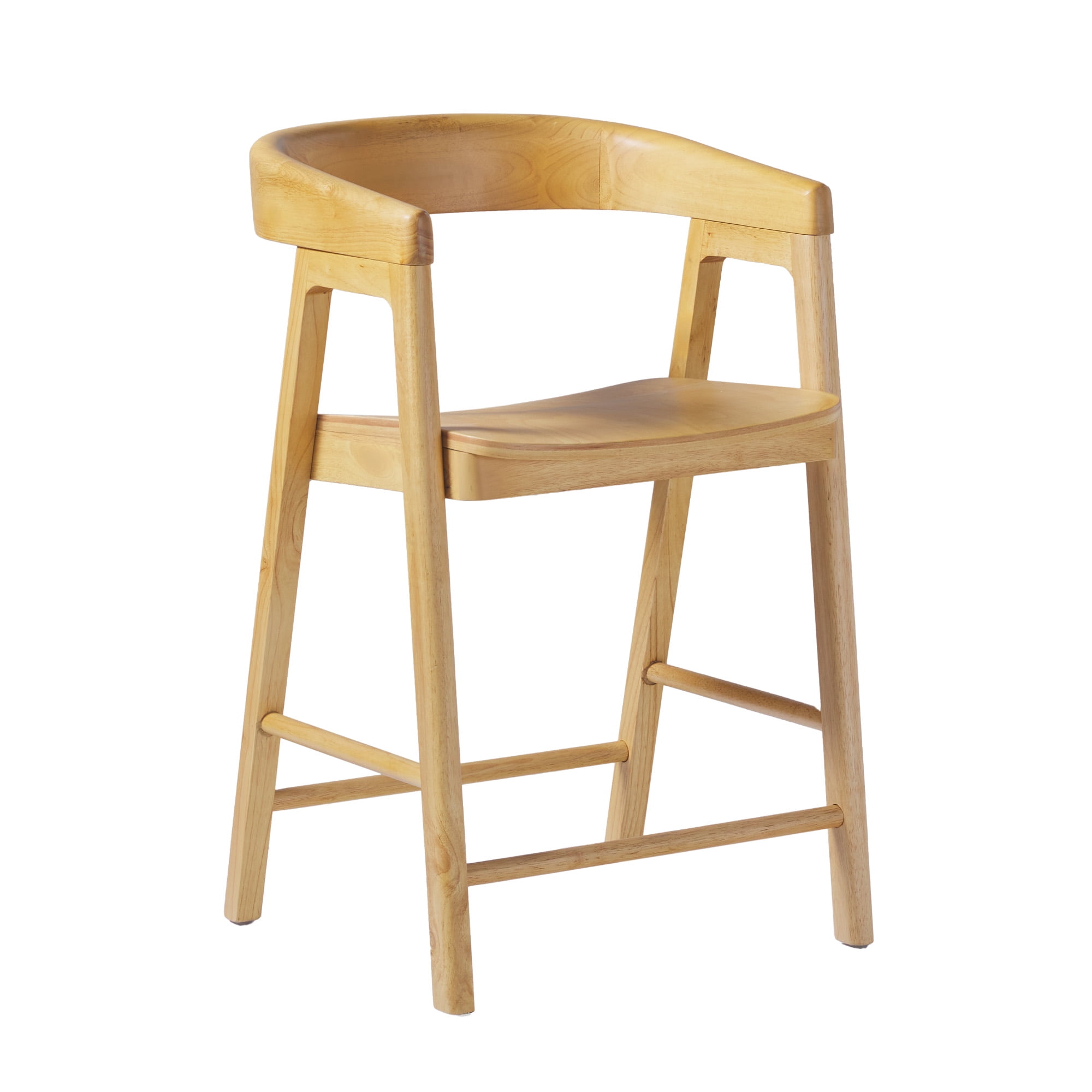 Walker Edison Modern Solid Wood Rounded Back Counter Stool, Natural - Image 10