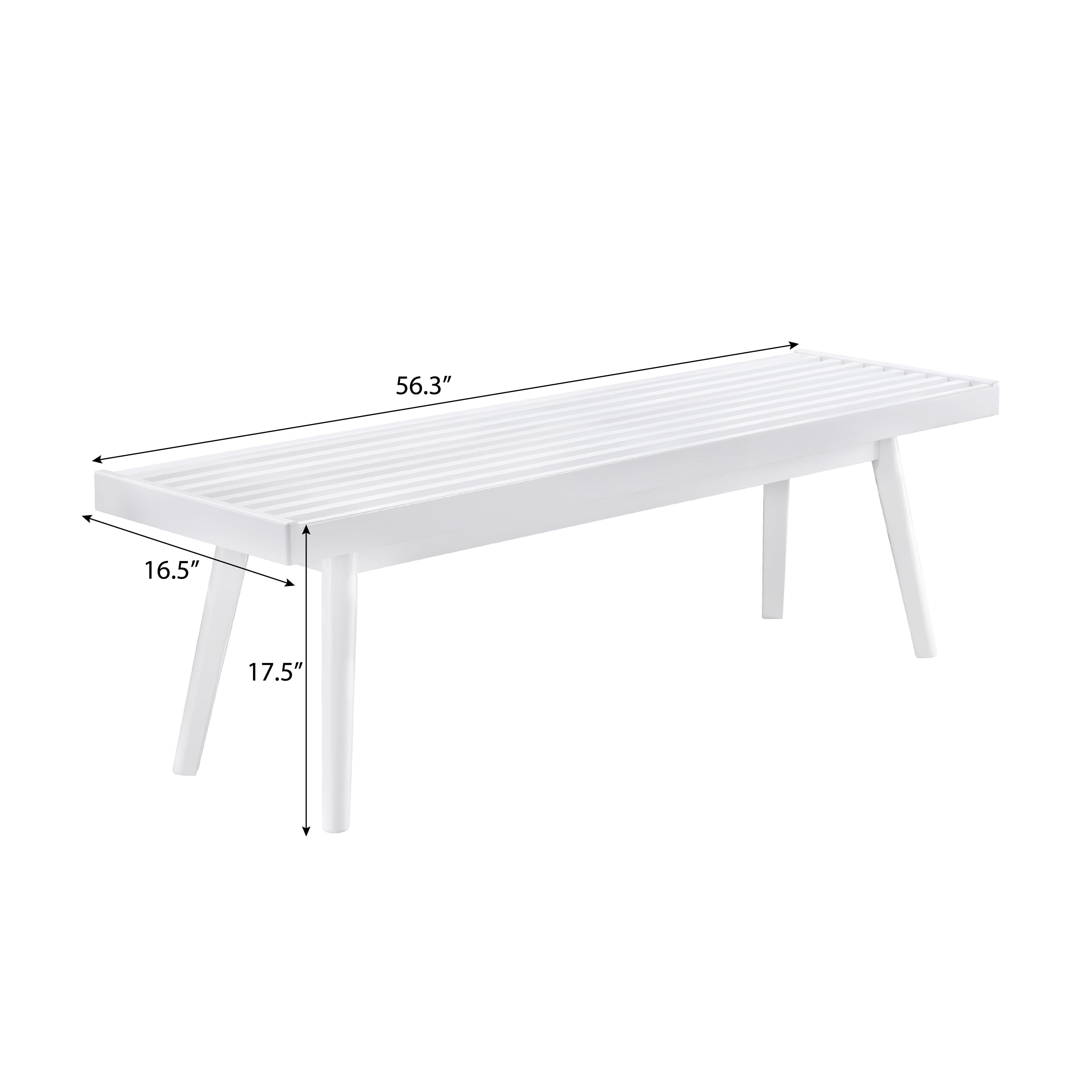 Roundhill Furniture Larwich No Rectangular Entryway Bench with Solid Wood Construction, White - Image 5