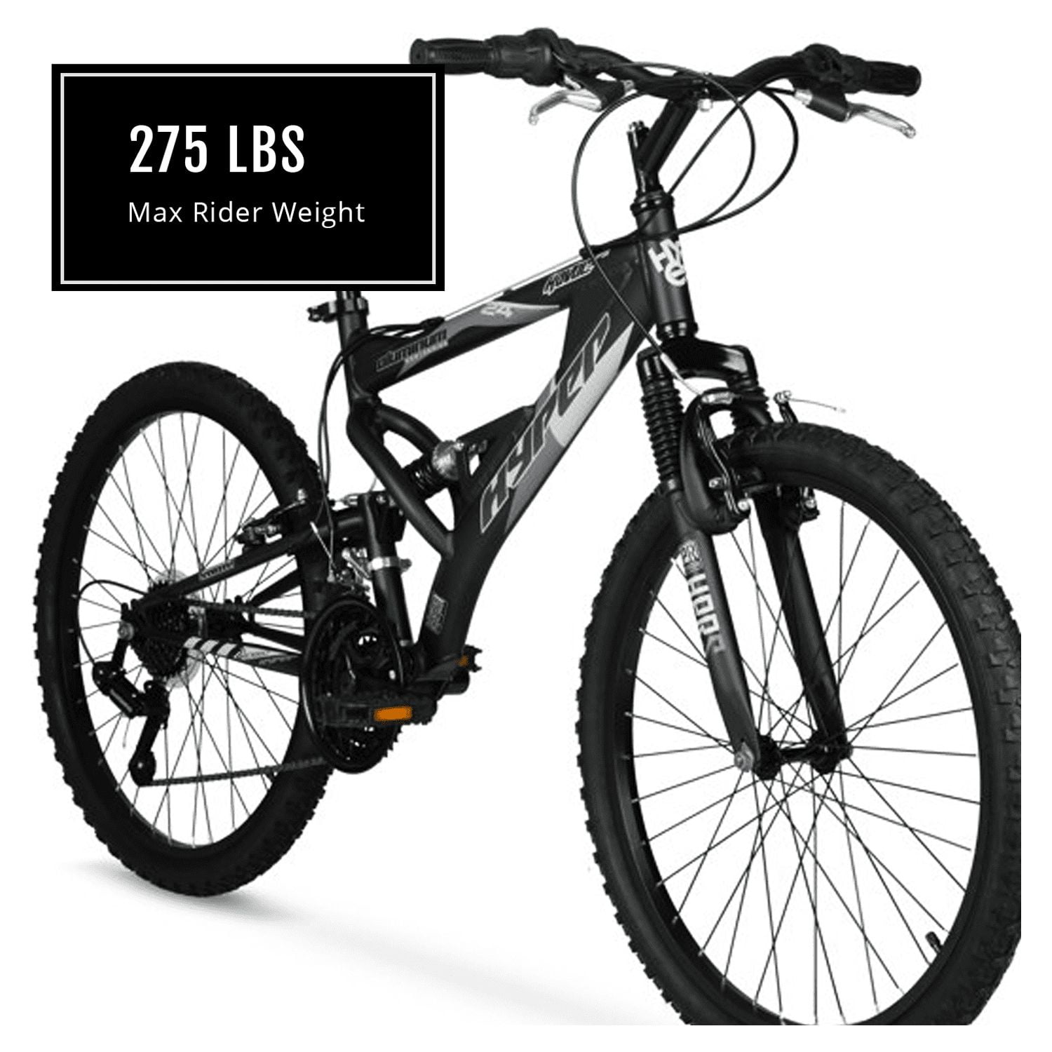 24" Hyper Bicycles Havoc Mountain Bike, Youth/Adult, Recommended Ages 10-14 Years Old, Black - Image 6