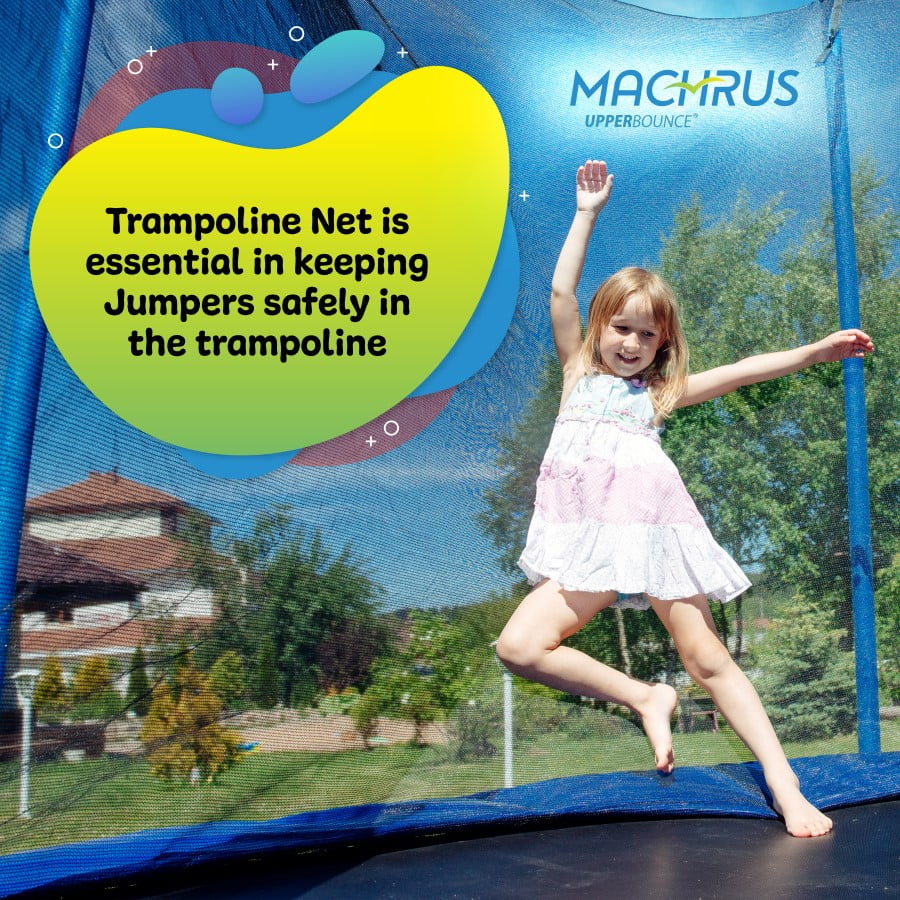 Machrus Upper Bounce Trampoline Safety Enclosure Net, Fits 8 FT Round Frame, Using 6 Poles (or 3 Arches) - Adjustable Straps- Net Only - Image 3