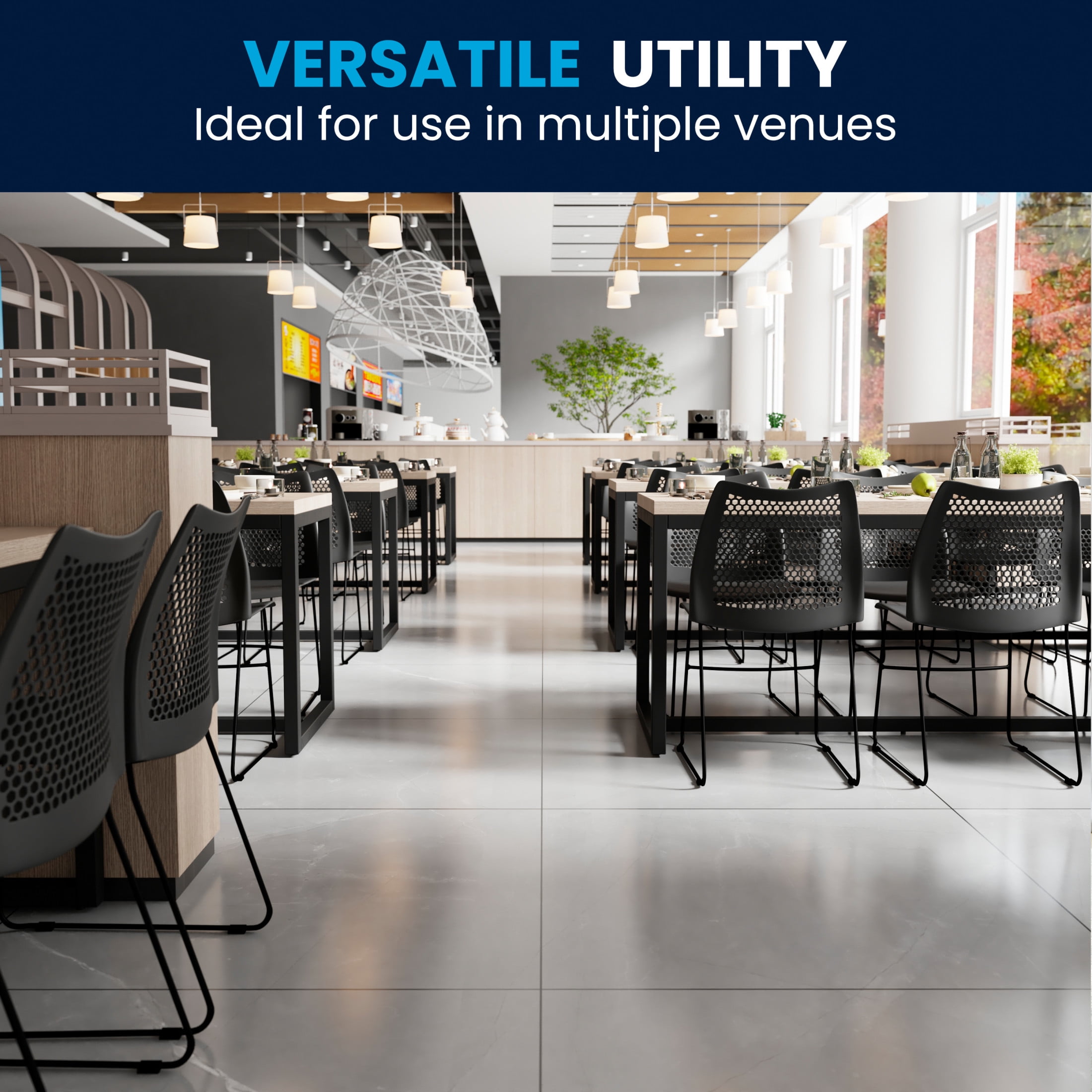 Flash Furniture Hercules Series Adult Air-Vent Back Stacking Waiting Room Chairs, Set of 5, Black - Image 16