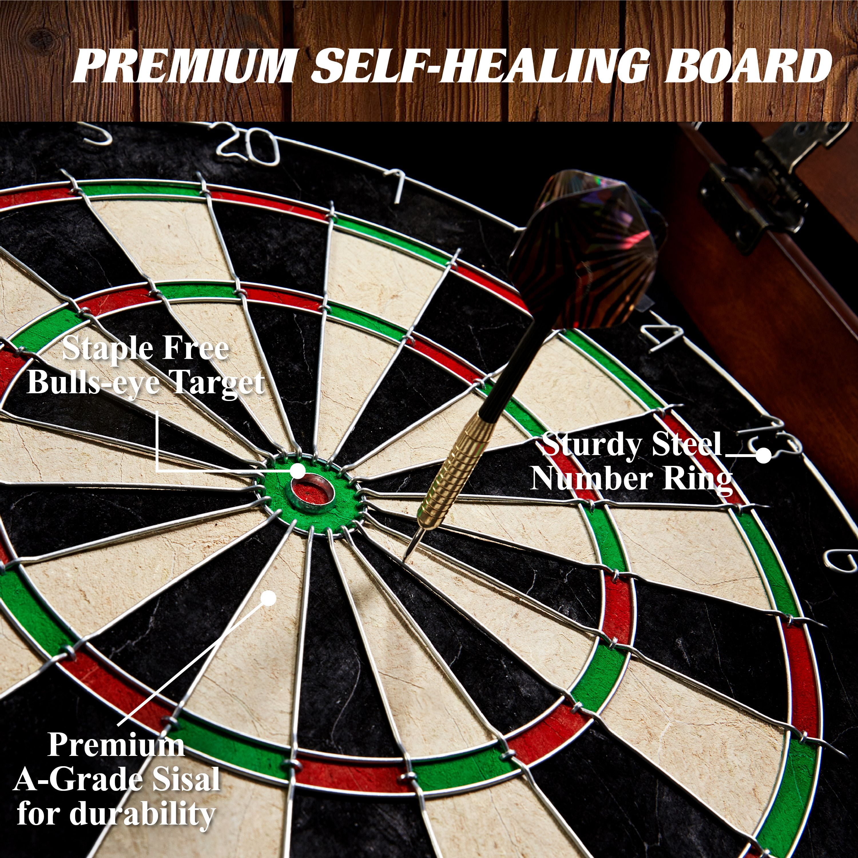 Chatham Wood Dartboard Cabinet with 18” Bristle Dartboard and Steel Tip Dart Set by Barrington Billiards - Image 8