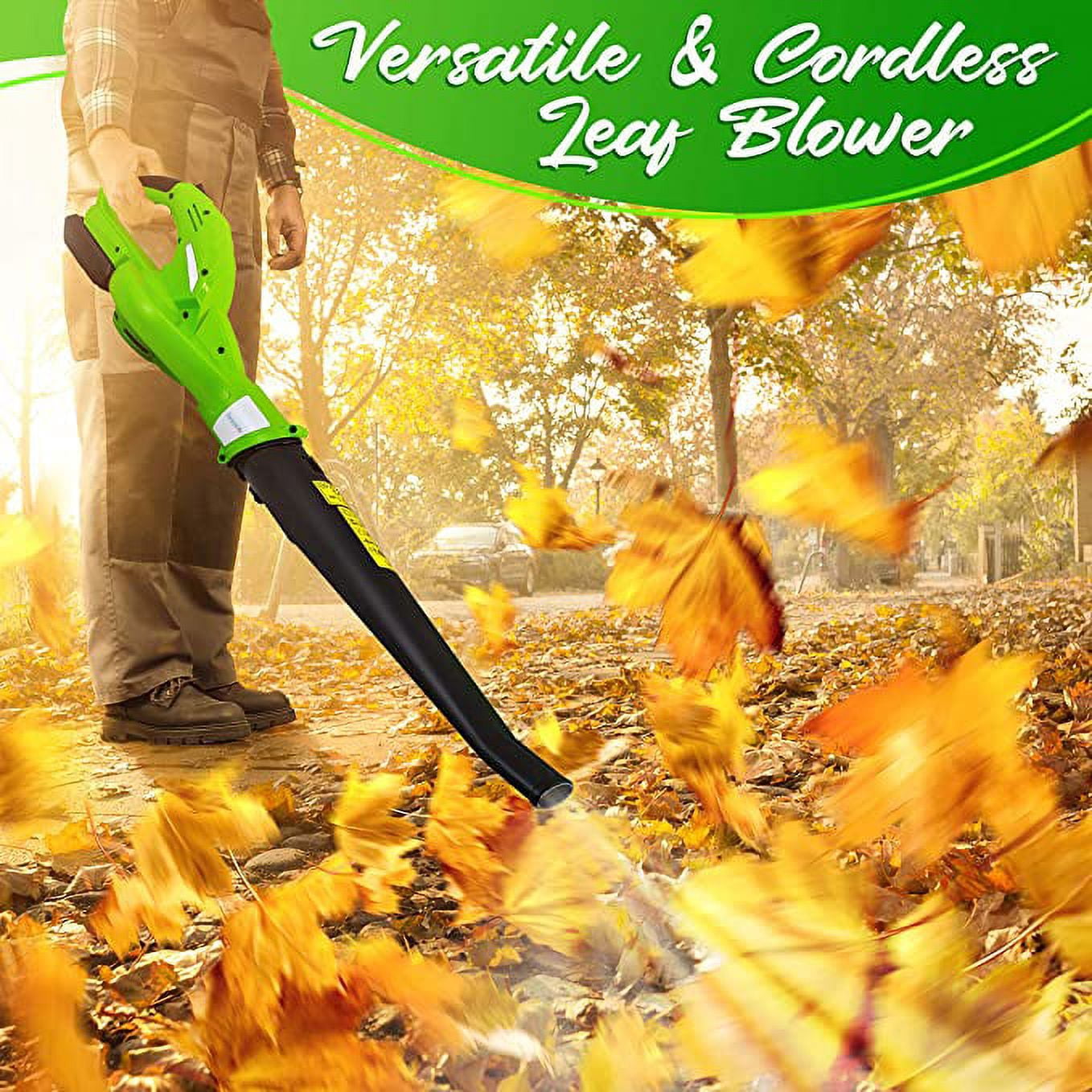 SereneLife Lightweight Cordless Leaf Blower 18V, 55 MPH Air Speed Rechargeable Battery & Charger - Image 2