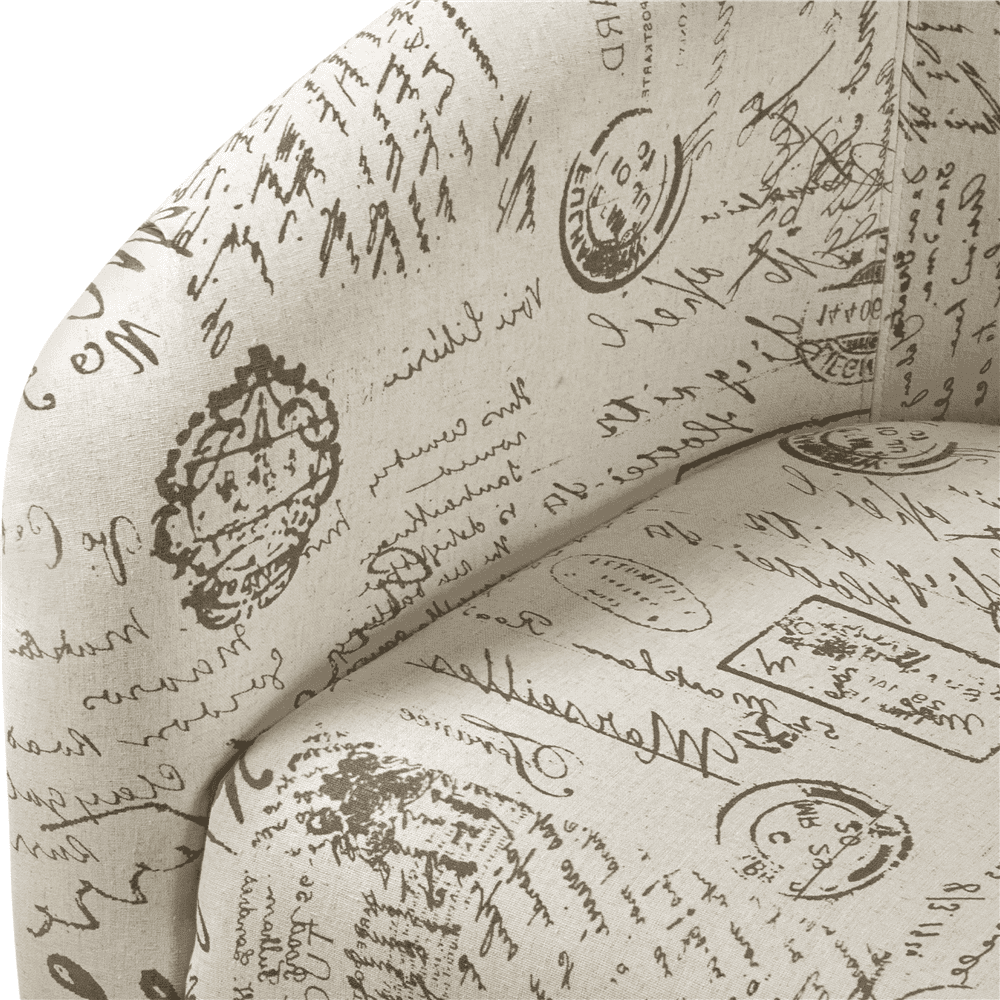 Alden Design Contemporary Upholstered Club Accent Chair with Ottoman for Bedroom Livingroom, Letter Print - Image 7