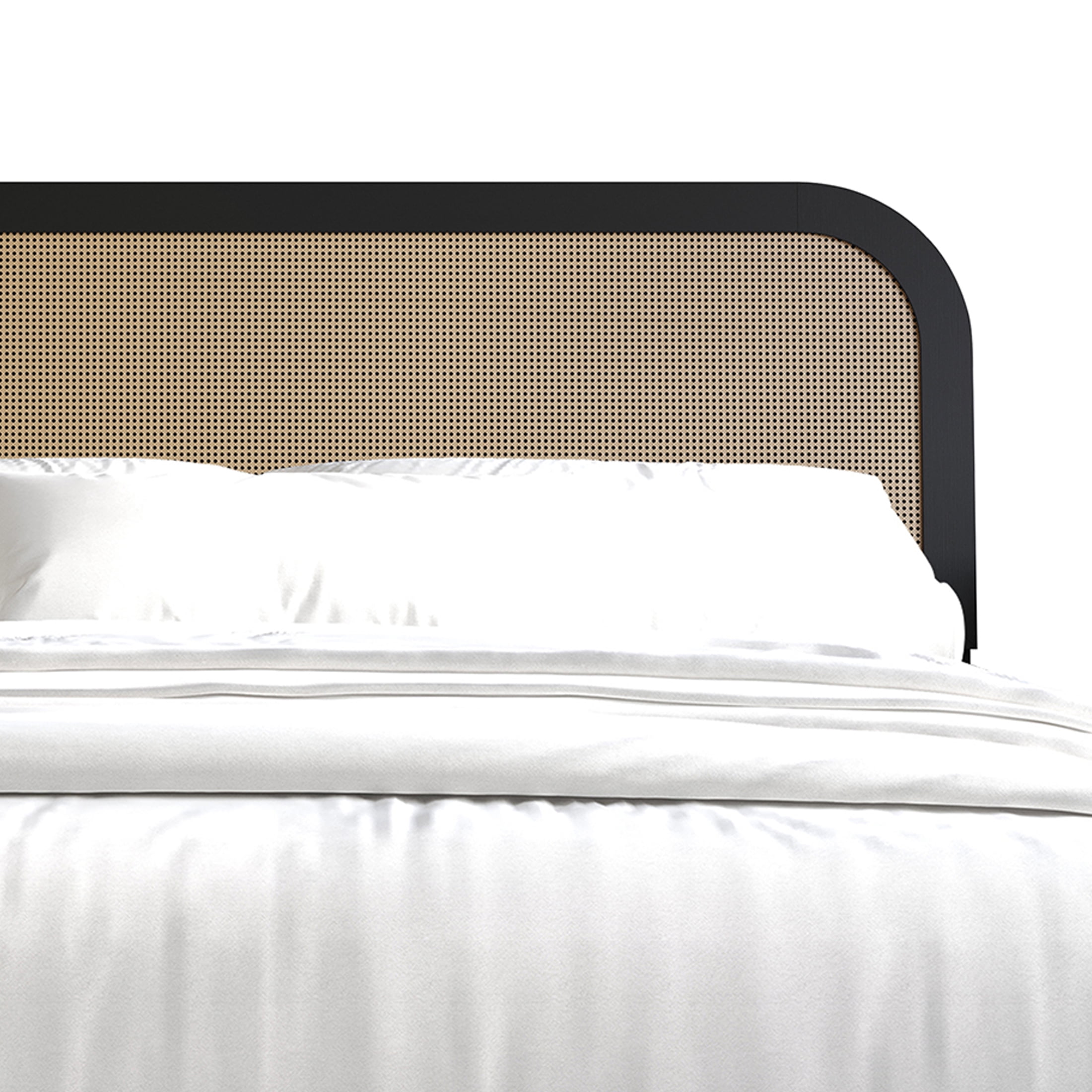 Castle Place Rattan Wooden Twin Platform Bed, Black - Image 2