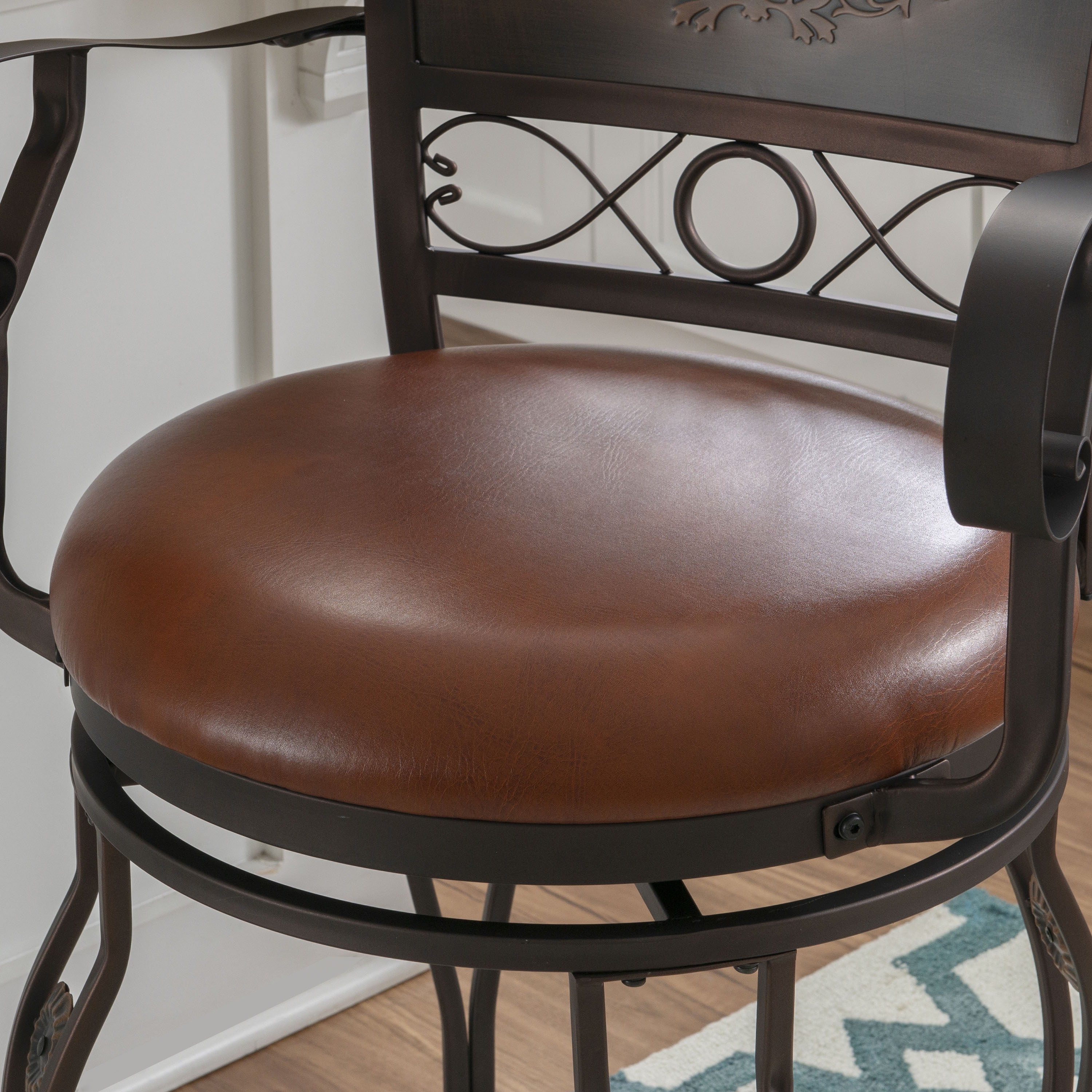 Powell Big & Tall Copper Stamped Back Counter Stool with Arms, Bronze with Brown Fabric, Includes 1 Stool - Image 10