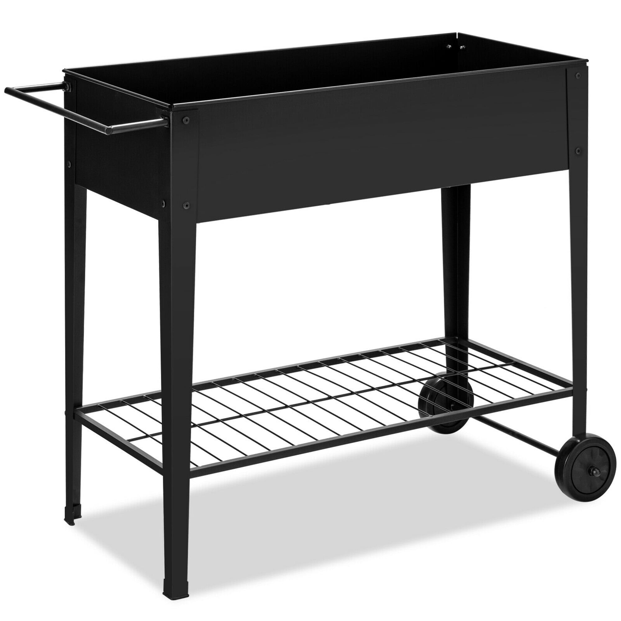 Gymax Raised Garden Bed Elevated Planter Box on Wheels Steel Planter w/Shelf - Image 3