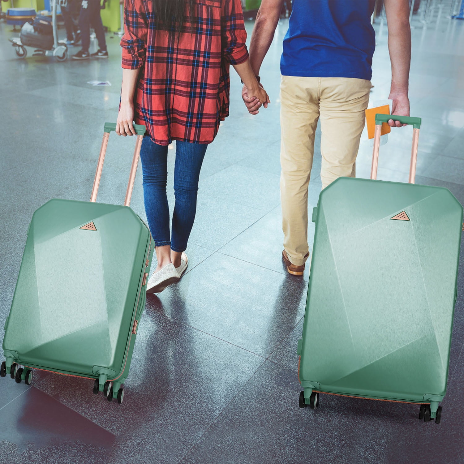 Luggage 3-Pieces Set PC+ABS Durable Suitcase Sets Rose Gold 20"24"28" - Image 5