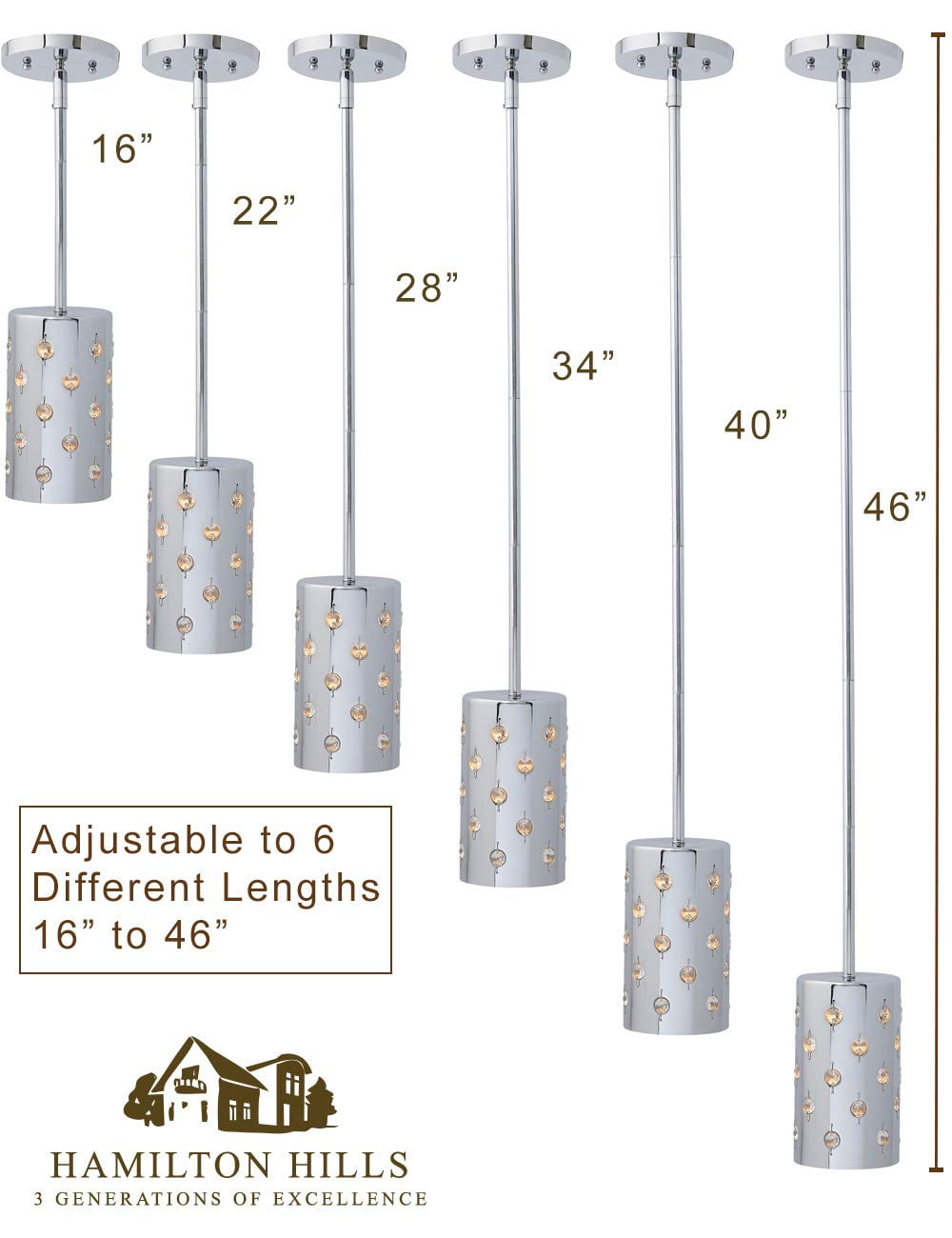 Hamilton Hills Polished Chrome Glass Beaded Single Hangingpendant Light - Image 5