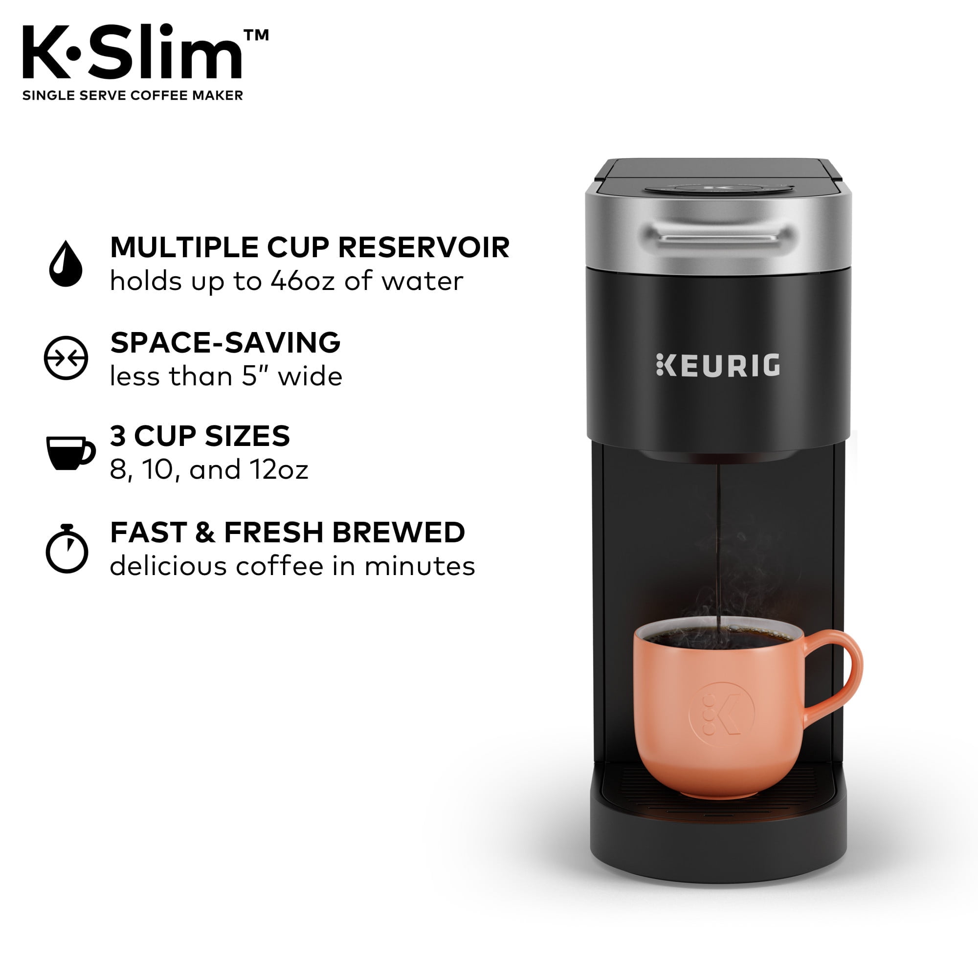 Keurig K- Slim Single Serve K-Cup Pod Coffee Maker, MultiStream Technology, Black - Image 3