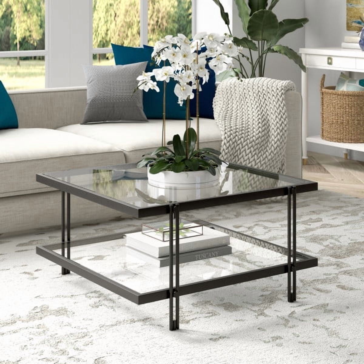 Evelyn&Zoe Inez 32" Wide Square Coffee Table in Blackened Bronze - Image 9