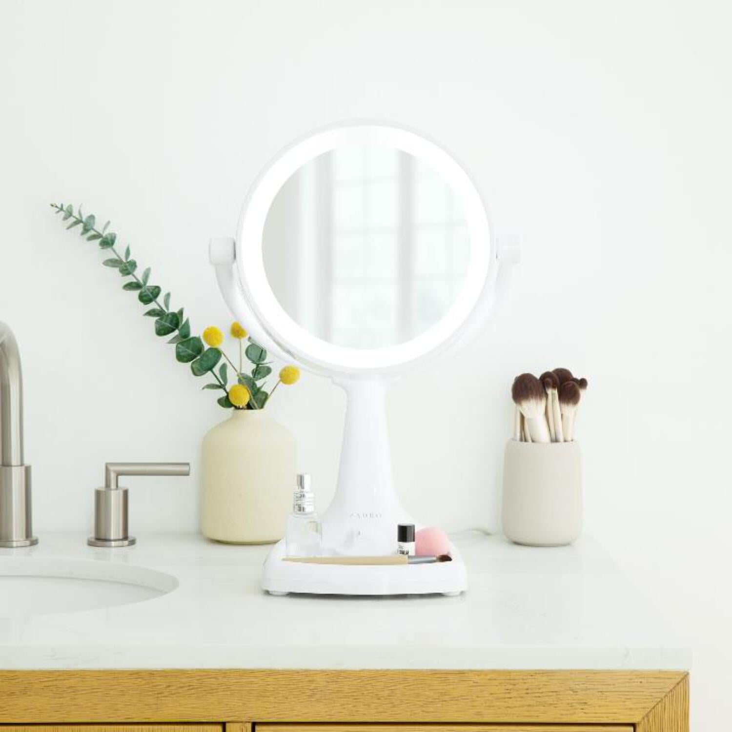 Zadro Max Bright Lighted Makeup Mirror w/ Magnification & Storage Tray - Image 3