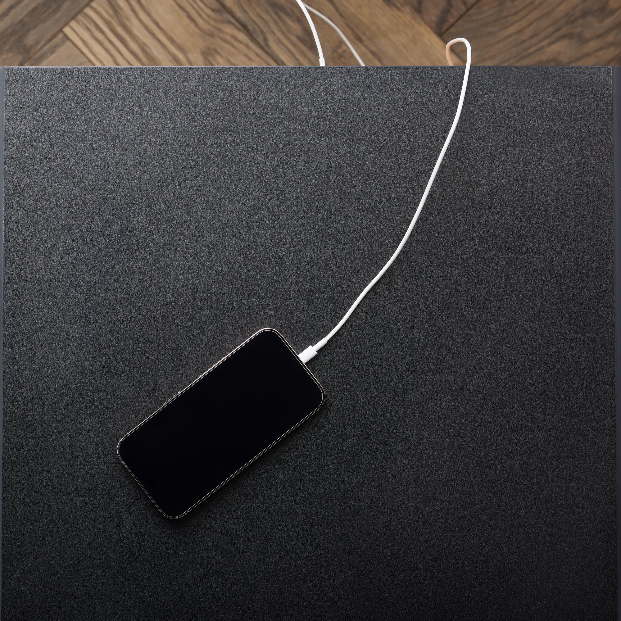 Mayview Gatsby Rounded Living Room Corner with USB End Table, Black & Oak - Image 5