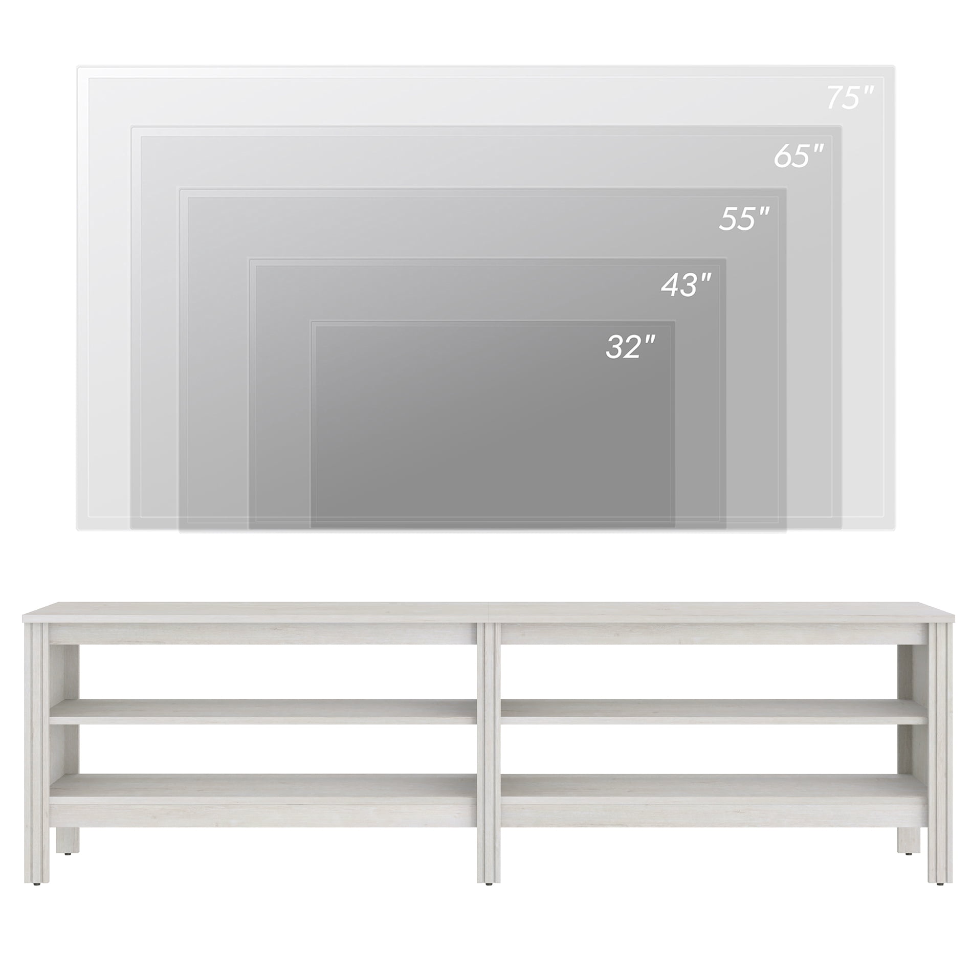 TV Stand for 75 Inch TV Stands, Media Console Entertainment Center Television Table with Open Shelves for Living Room, White 70 inch - Image 5